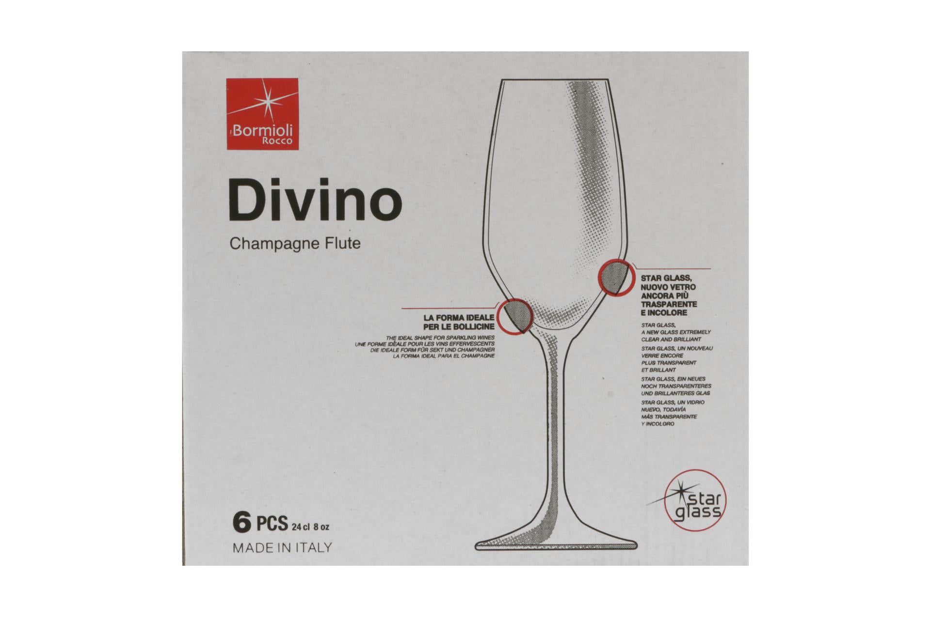 Bormioli Rocco Divino Calice Flute 24 cl - In Star Glass H.21.5 cm - Set 6 Pz 4