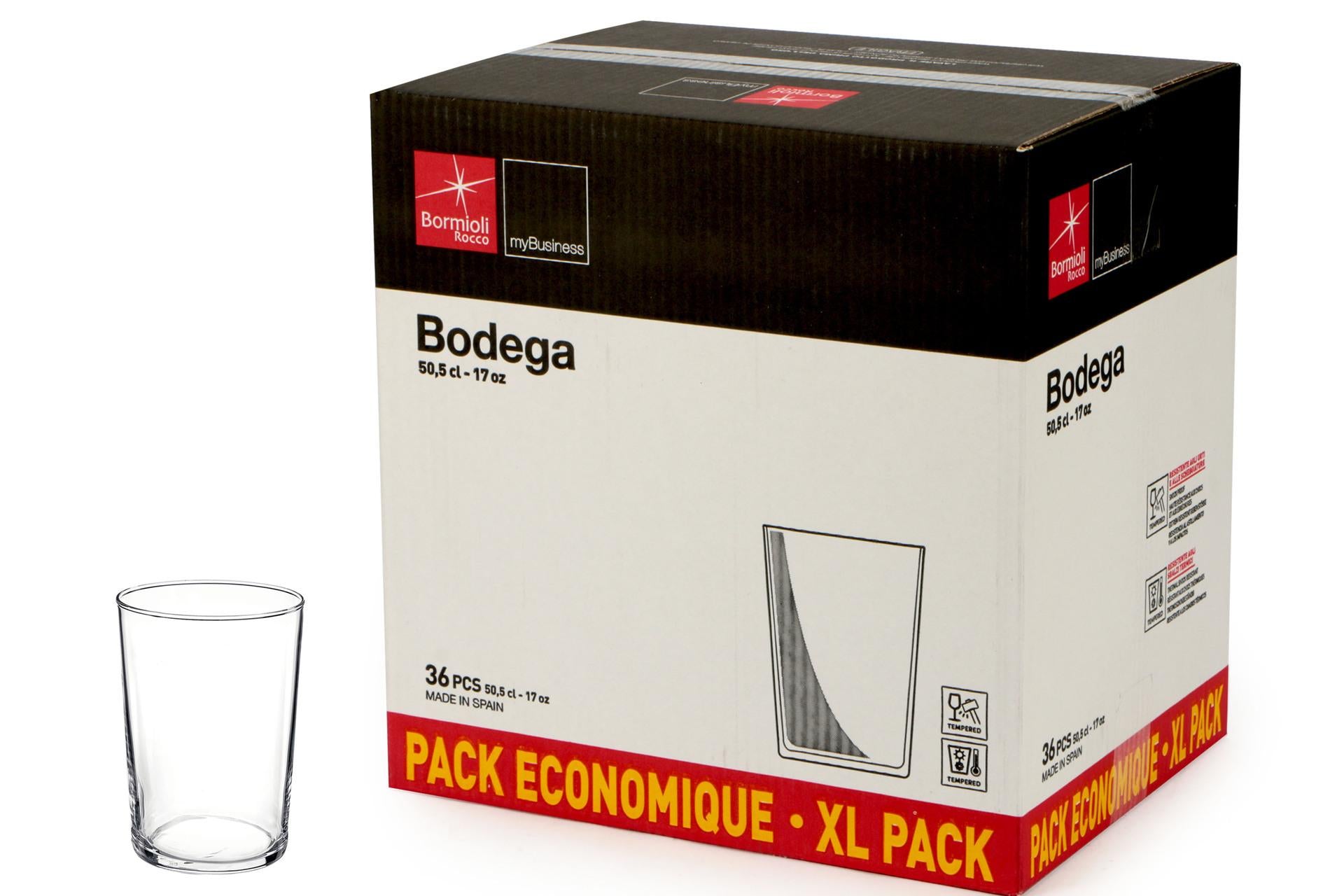 Bormioli Rocco Bodega Set 36 Bicchieri Maxi Cl 50.5 - Bicchieri Sottili Temperati Resistenti agli Urti e Shock Termici - Set 36 Pz