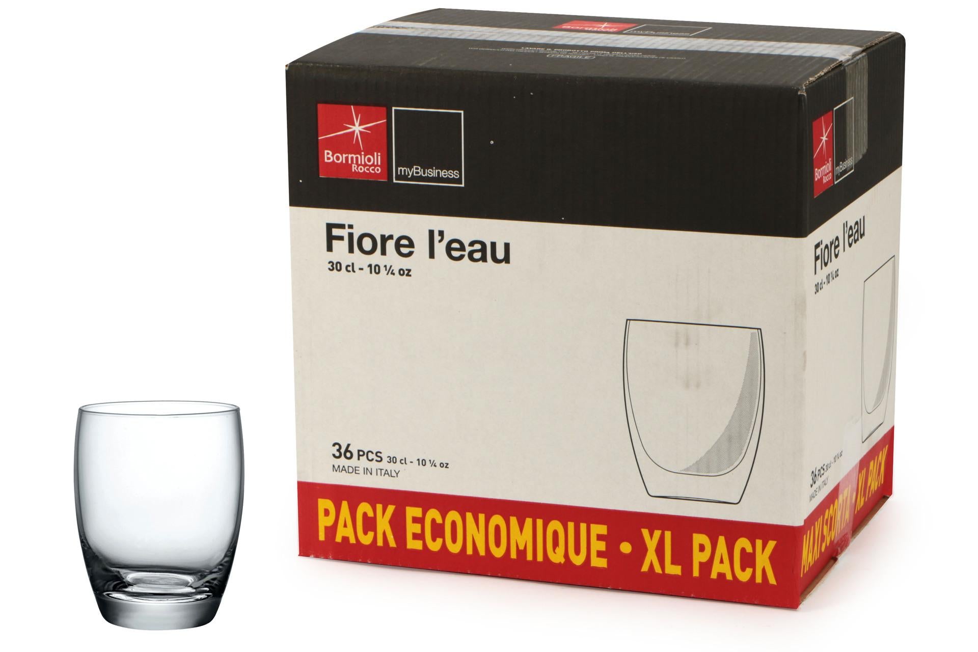 Bormioli Rocco Fiore Bicchieri Acqua 30 cl - Confezione 36 Bicchieri In Vetro Cristallino Trasparente - Set 36 Pz