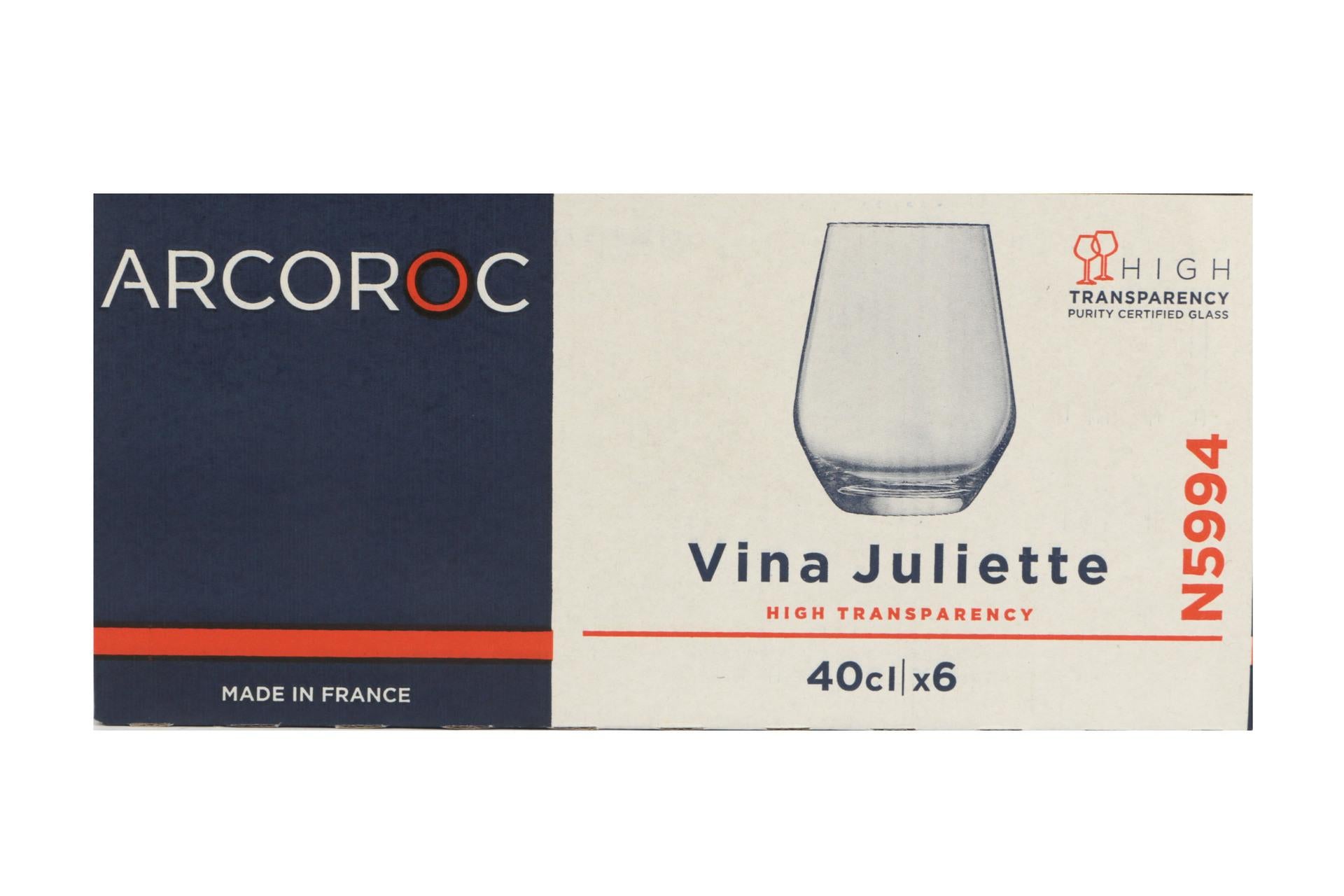 Arcoroc Juliette Set 6 Bicchieri 40 cl - H.110 mm In Vetro Cristallino Forma Alta - Set 6 Pz 6