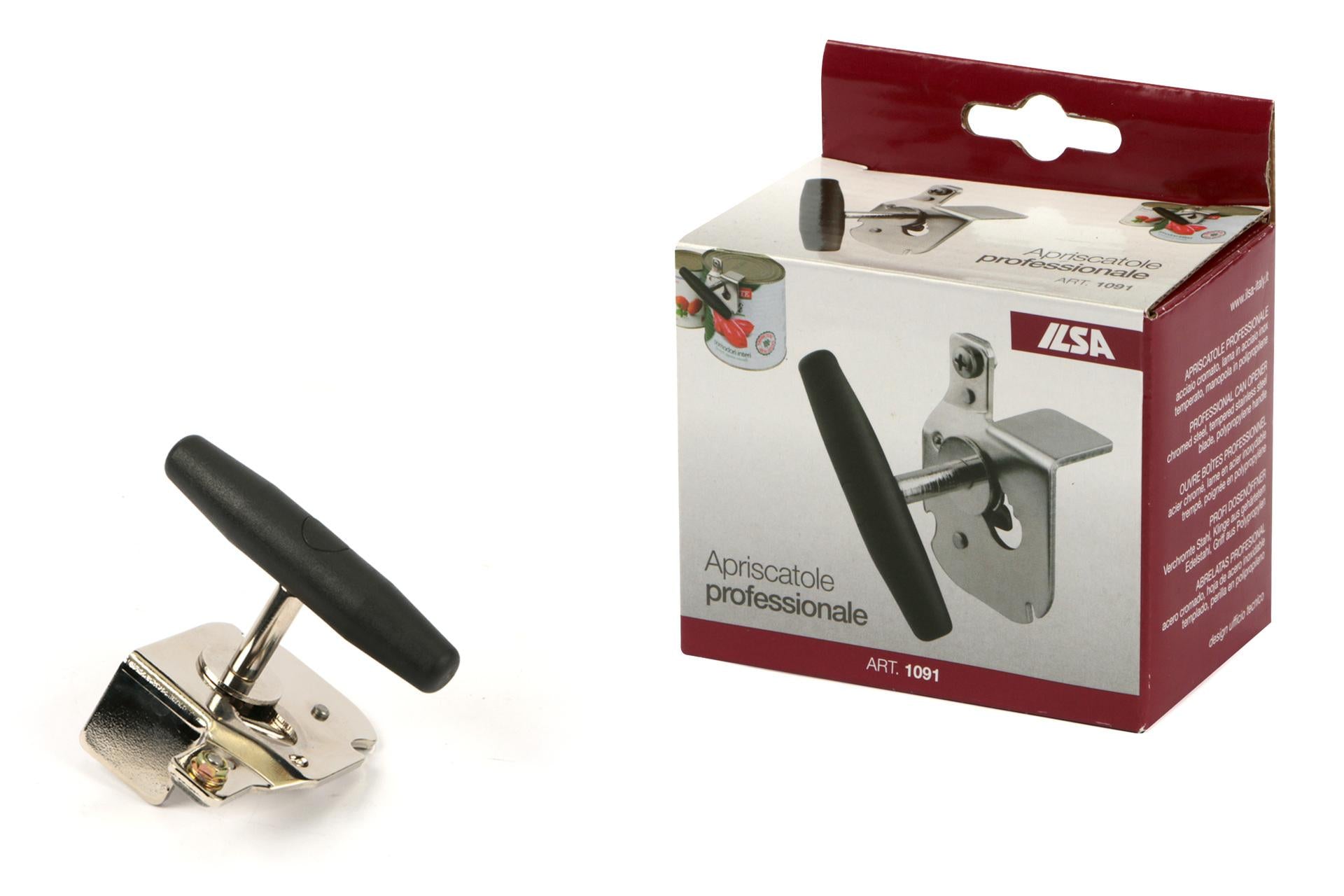 Ilsa Apriscatola Professionale Inox 8.5x10x10 cm Con Manico In Legno