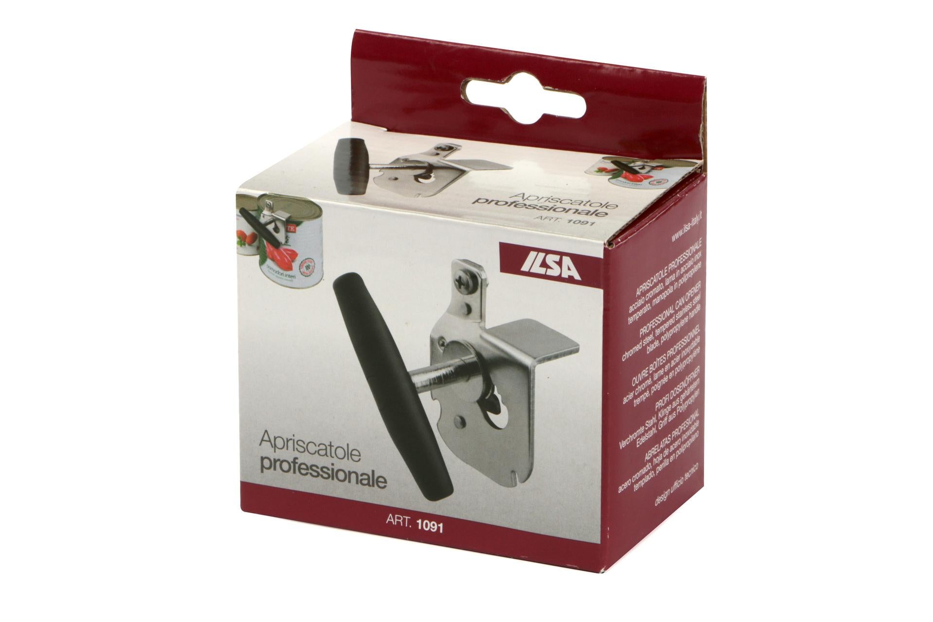Ilsa Apriscatola Professionale Inox 8.5x10x10 cm Con Manico In Legno 3