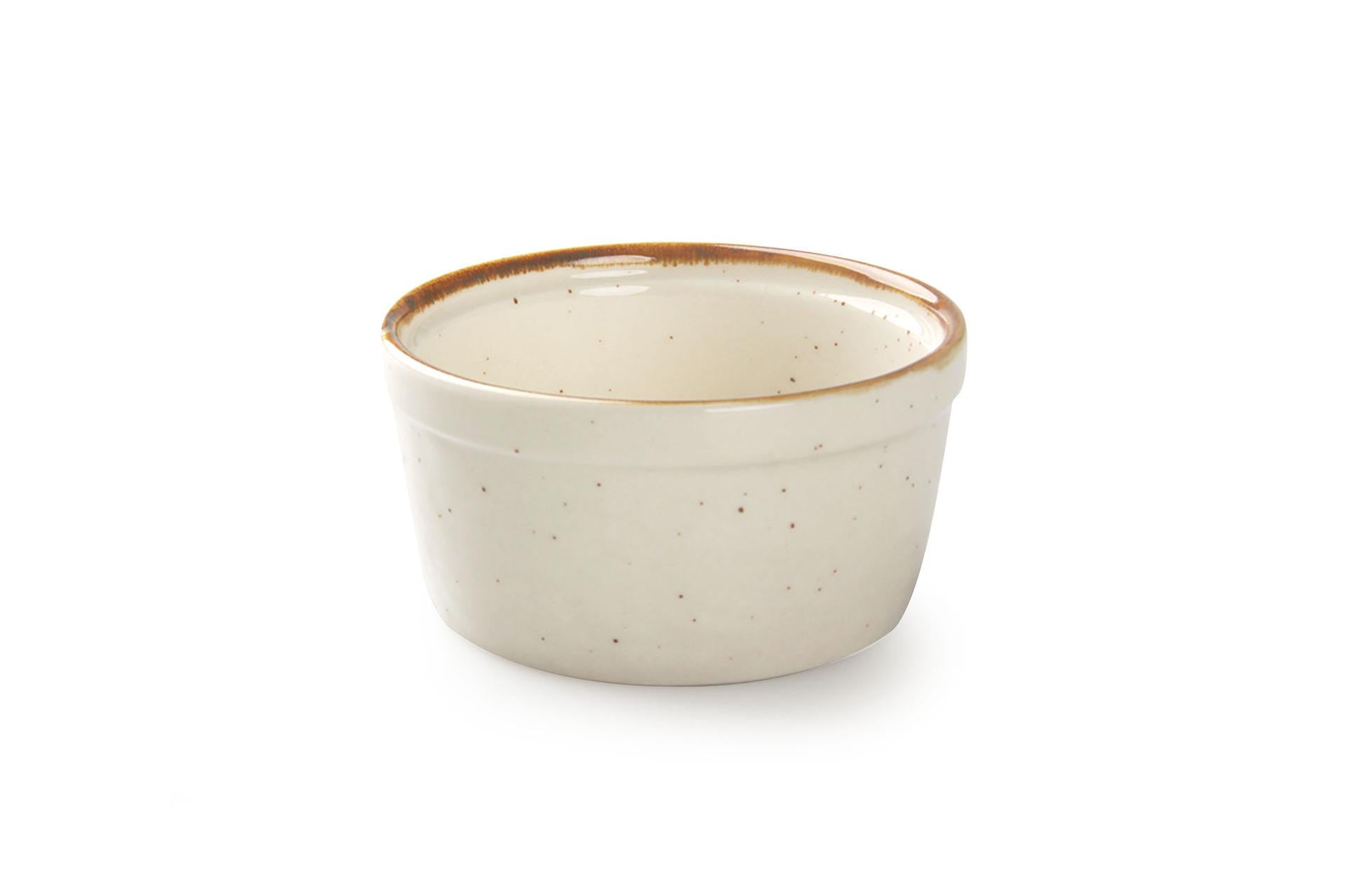 JustColor Crema Ramequin Ø8 cm In Porcellana Colorata Con Finitura Puntini Sesamo - Set 6 Pz