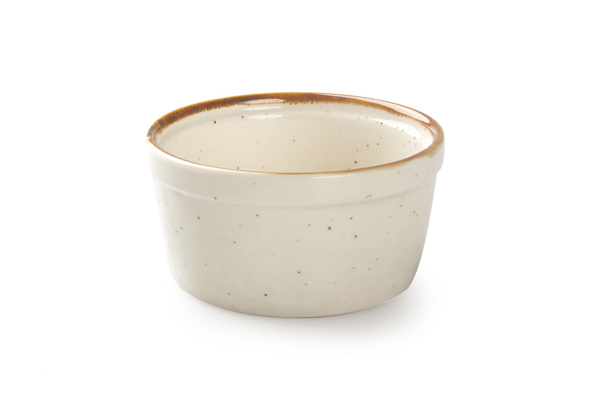 Import Tavola Professional JustColor Ramequin Crema Ø9.5 cm In Porcellana Colorata Finitura Puntini Sesamo - Set 6 Pz