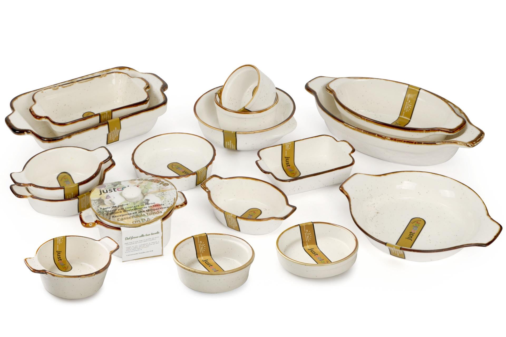 JustColor Sesame Crema Mini Casseruola Con Coperchio H.7 cm - 13.5 x 10 cm In Porcellana Colorata - Set 4 Pz