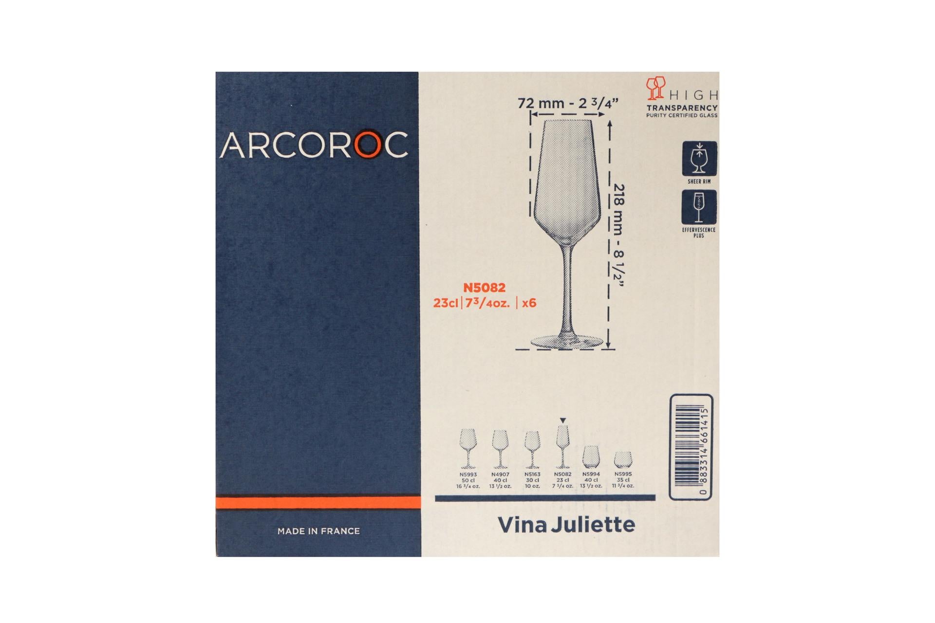 Arcoroc Juliette Set 6 Calici Flute 23 cl - Set 6 Pz 7
