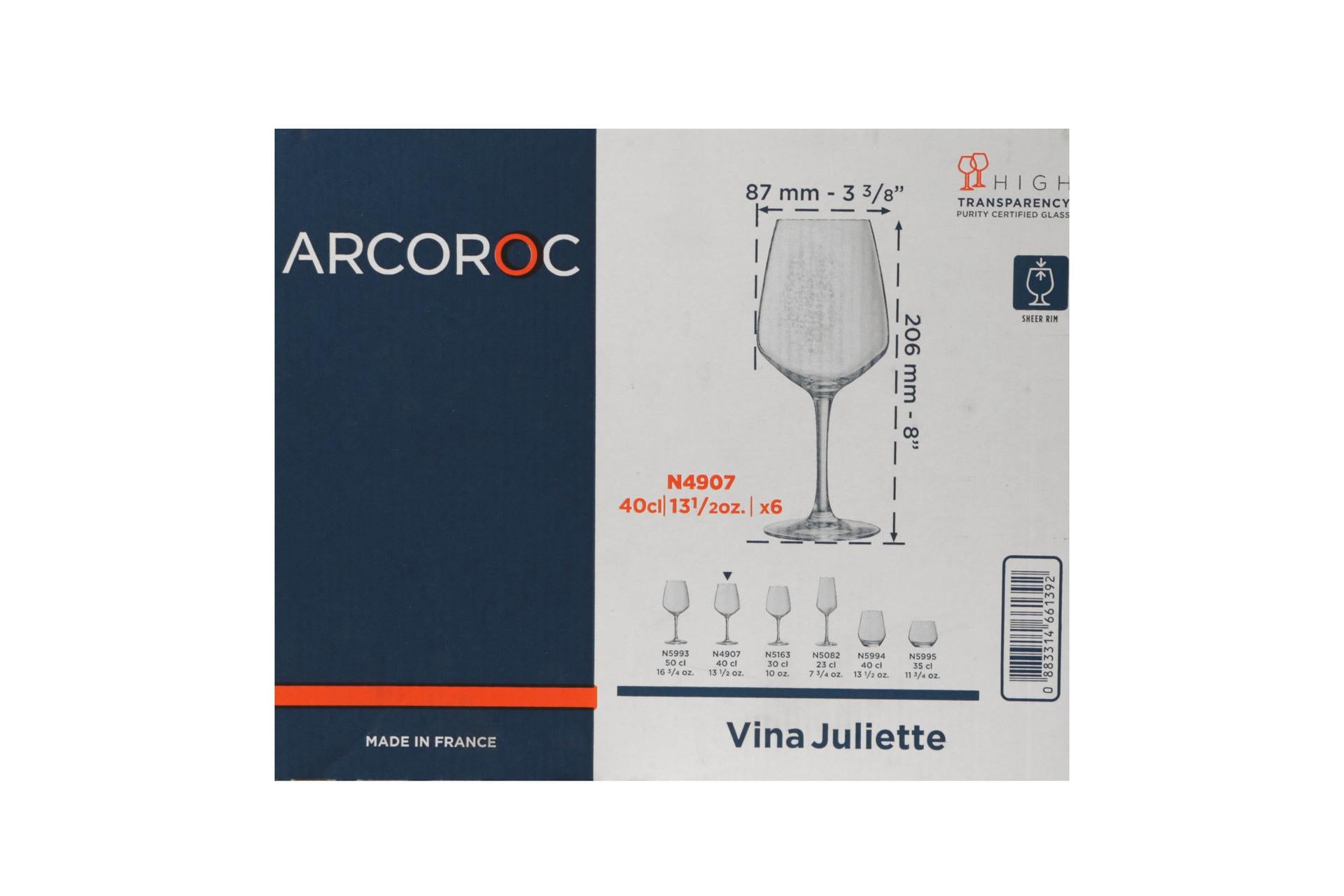 Arcoroc Juliette Set 6 Calici 40 cl - H.206 mm Ø85 mm In Vetro Cristallino - Set 6 Pz 6