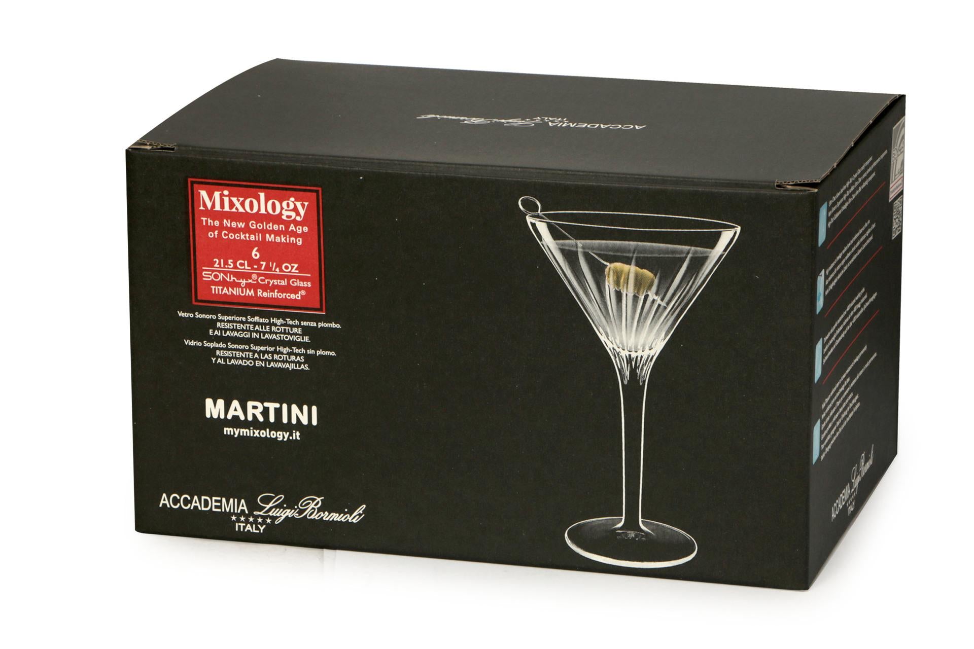 Bormioli Luigi Mixology Set 6 Calici Martini 21.5 cl In Vetro Ultra Clear - Set 6 Pz 6