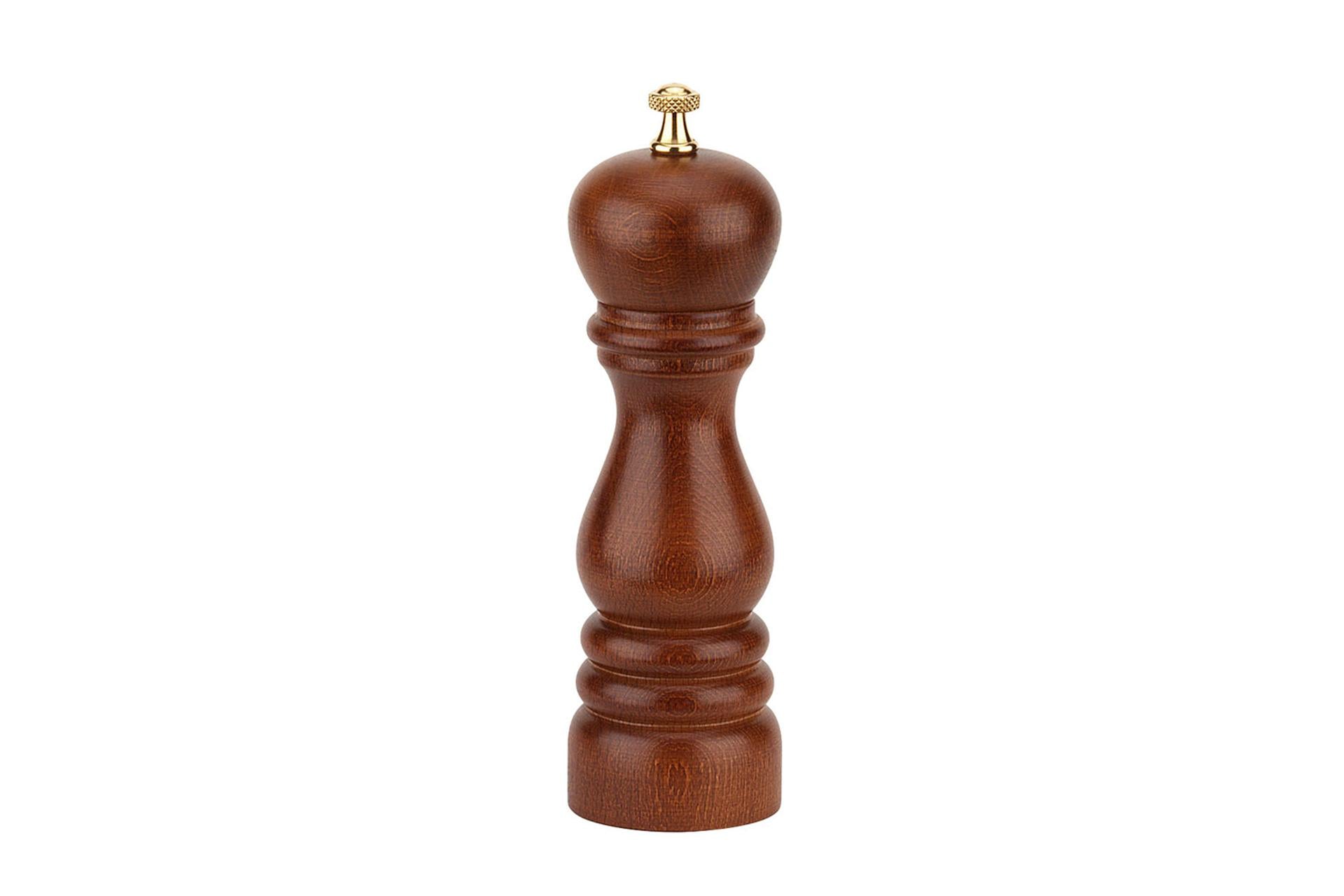 Bisetti Macina Pepe Faggio Tinta Noce H.19 cm - Meccanismo in Acciaio Temprato Regolabile e Smontabile
