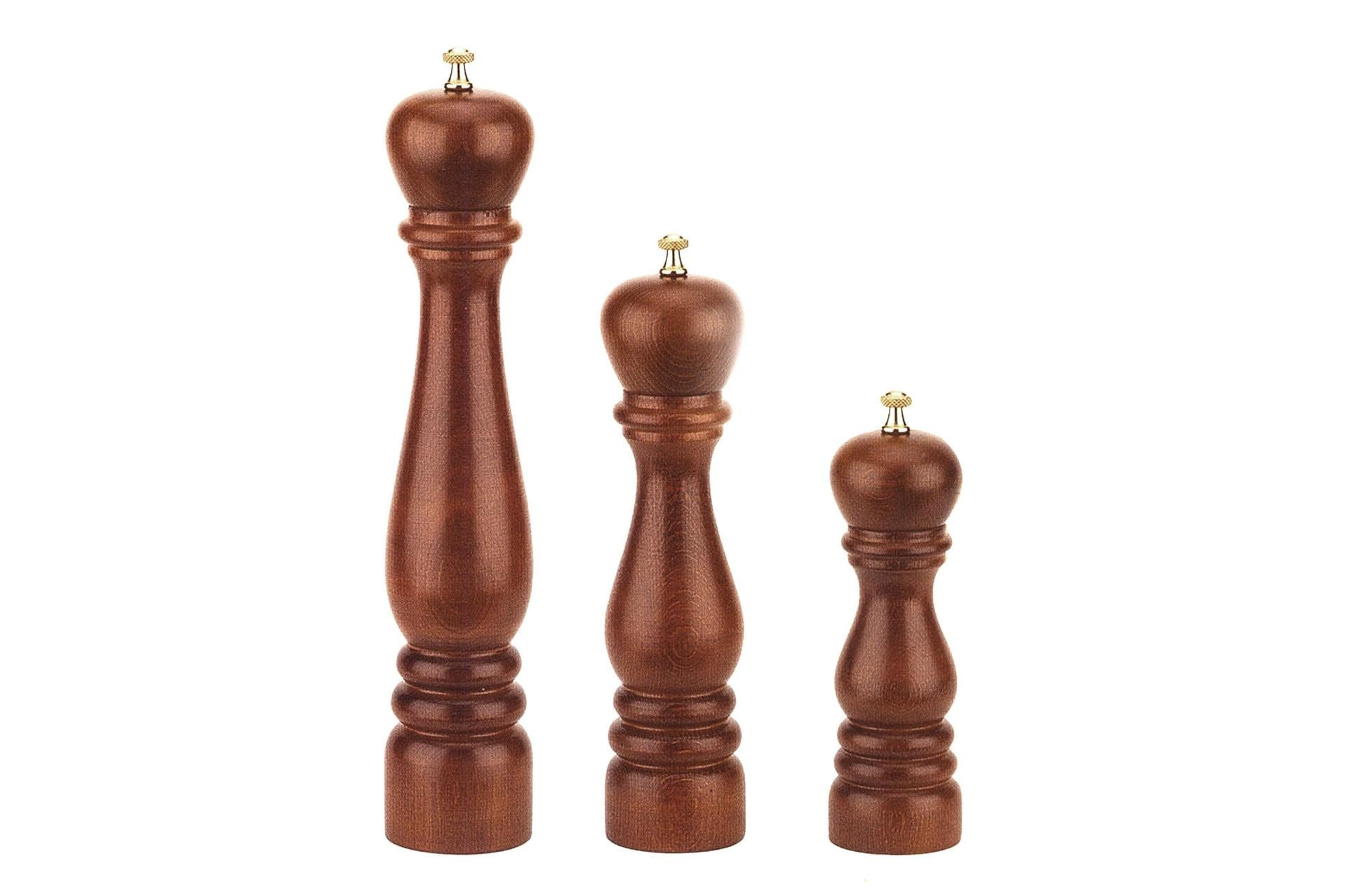 Bisetti Macina Pepe 25 cm In Faggio Tinta Noce Con Meccanismo In Acciaio Regolabile
