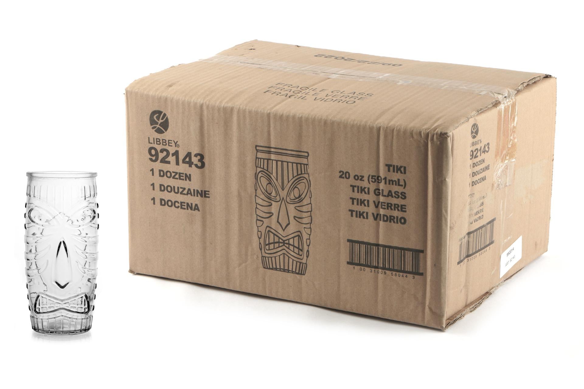 Bicchiere Tiki Cooler 59 cl In Vetro Temperato - Ispirato alle Divinità Maori - Set 12 Pz
