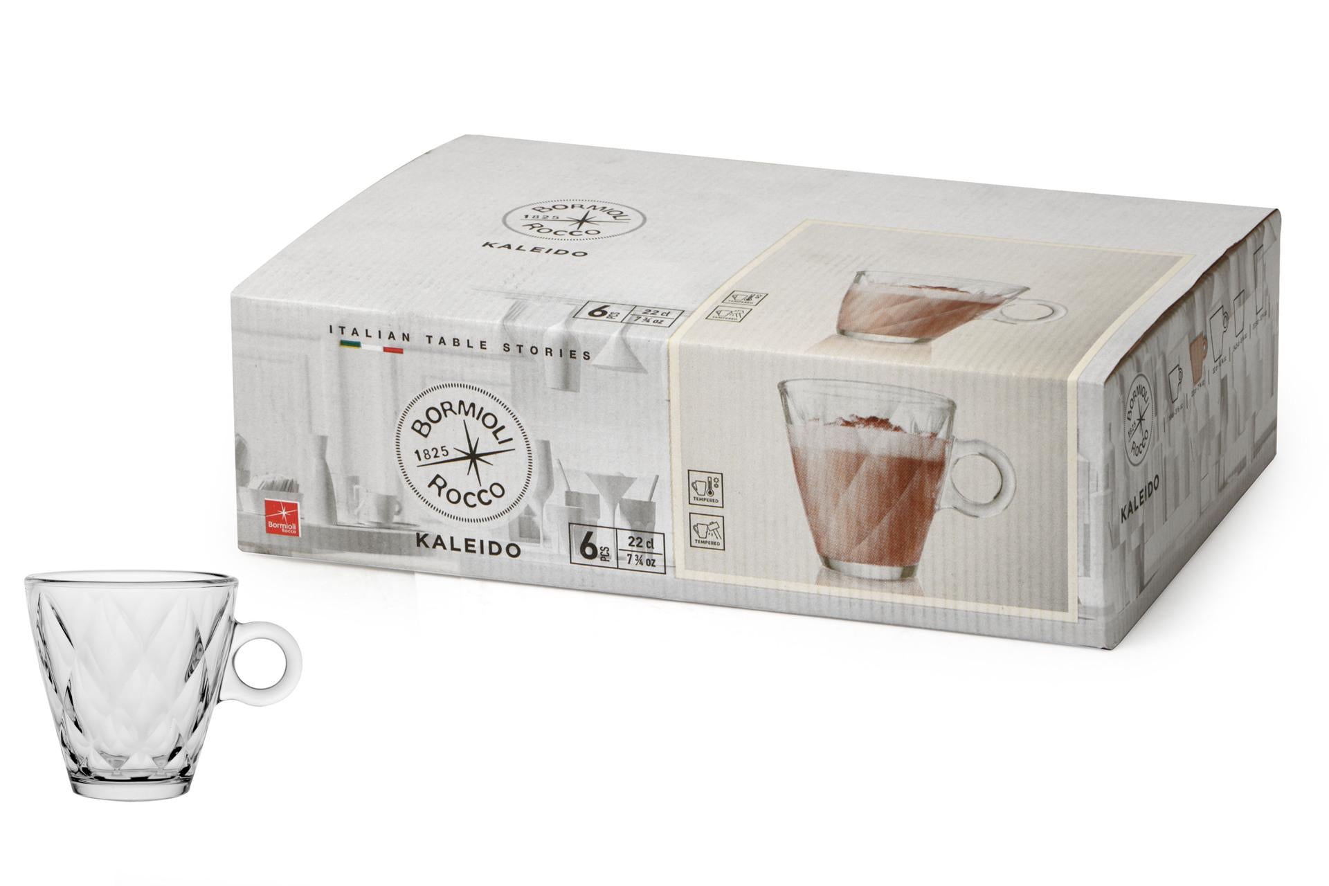 Bormioli Rocco Kaleido Tazza Cappuccino Cl22 In Vetro Temperato - Set 6 Pz