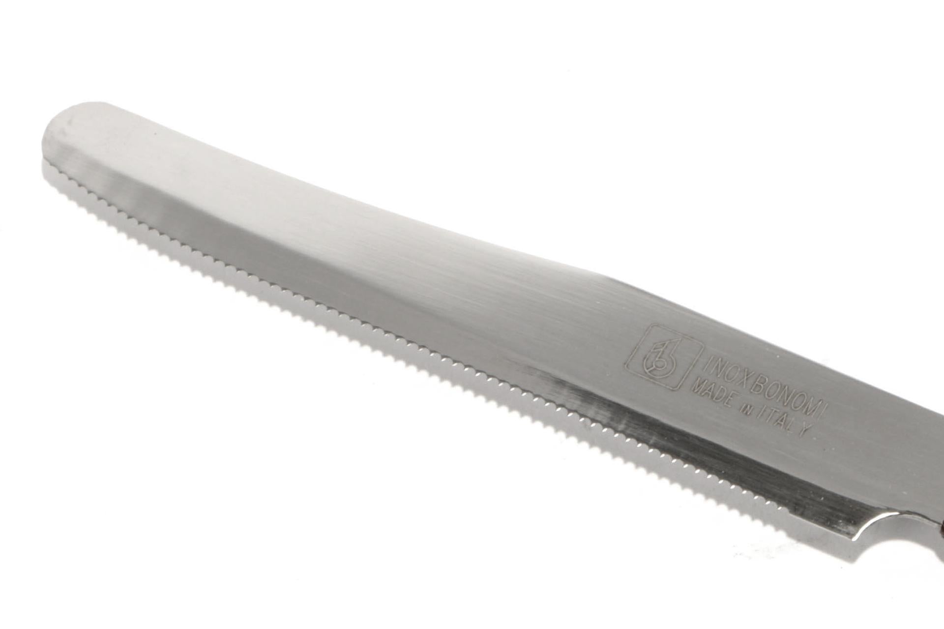 Coltellerie Inox Bonomi Set 6 Coltelli Tavola - Lama 11 cm Con Manico In Plastica Color Tortora - Set 6 Pz