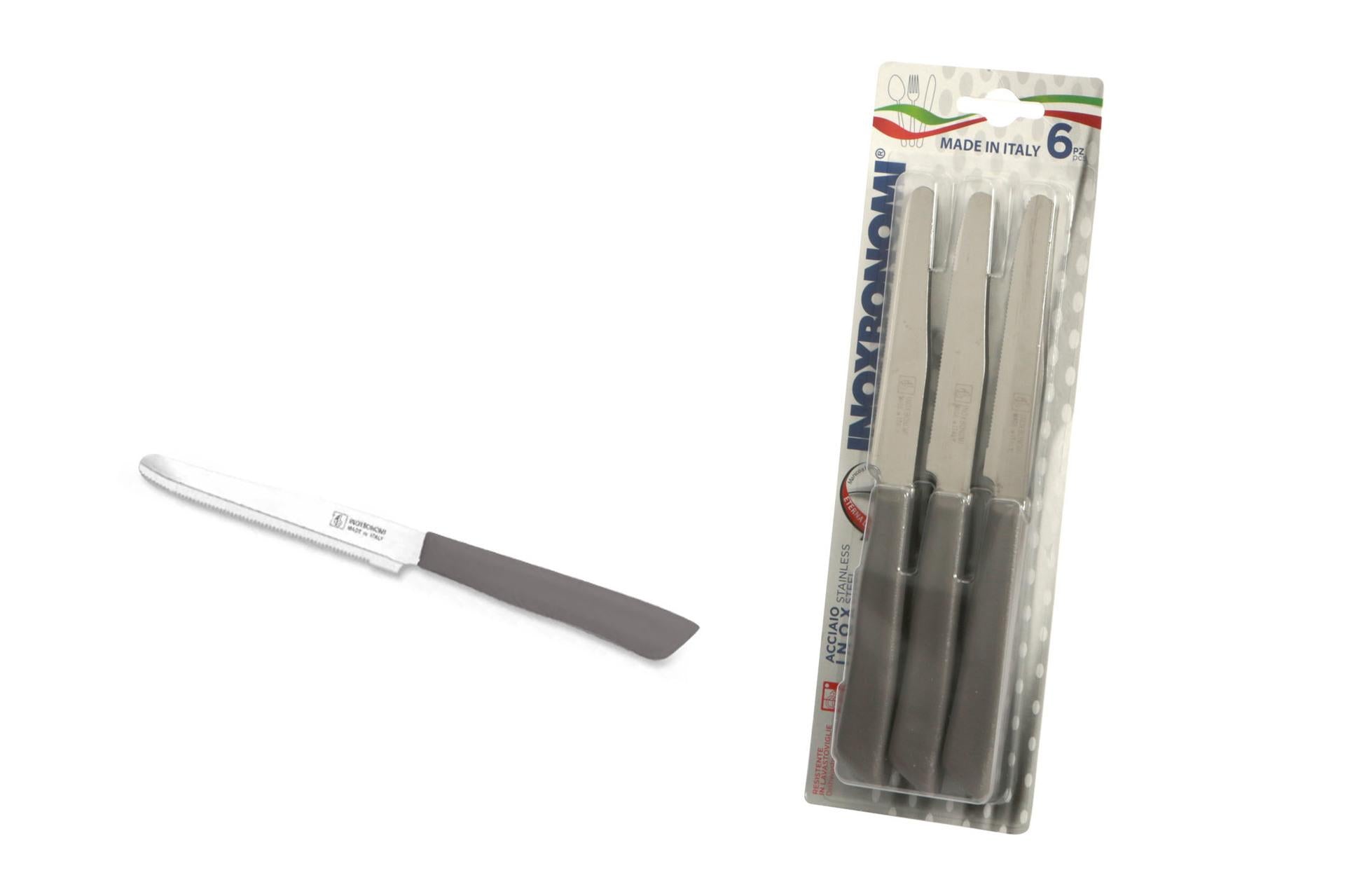 Coltellerie Inox Bonomi Set 6 Coltelli Tavola - Lama 11 cm Con Manico In Plastica Color Tortora - Set 6 Pz 3