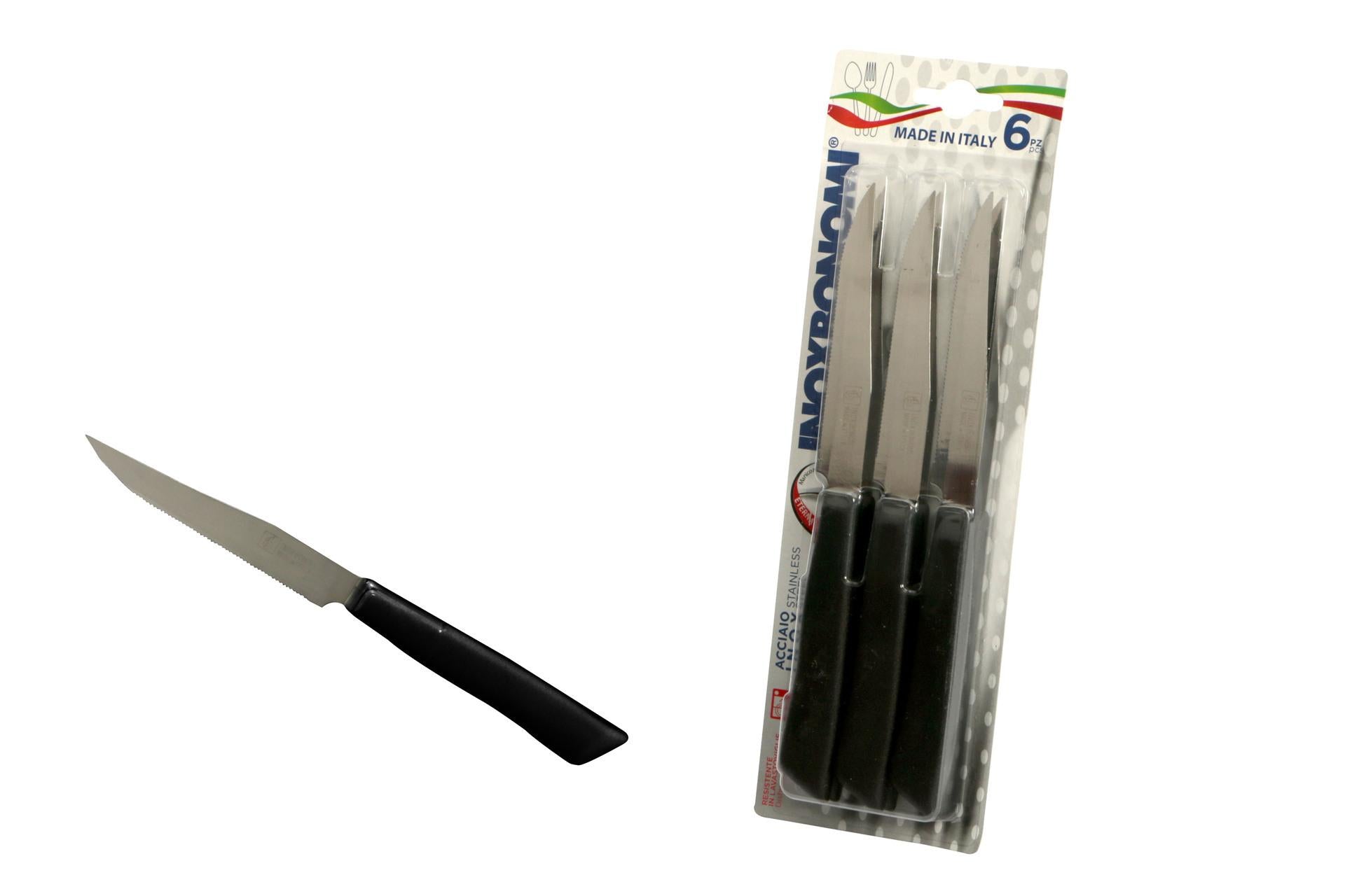 Coltellerie Inox Bonomi Set 6 Coltelli Bistecca - Lama 11 cm Con Manico In Plastica Nero - Set 6 Pz 3