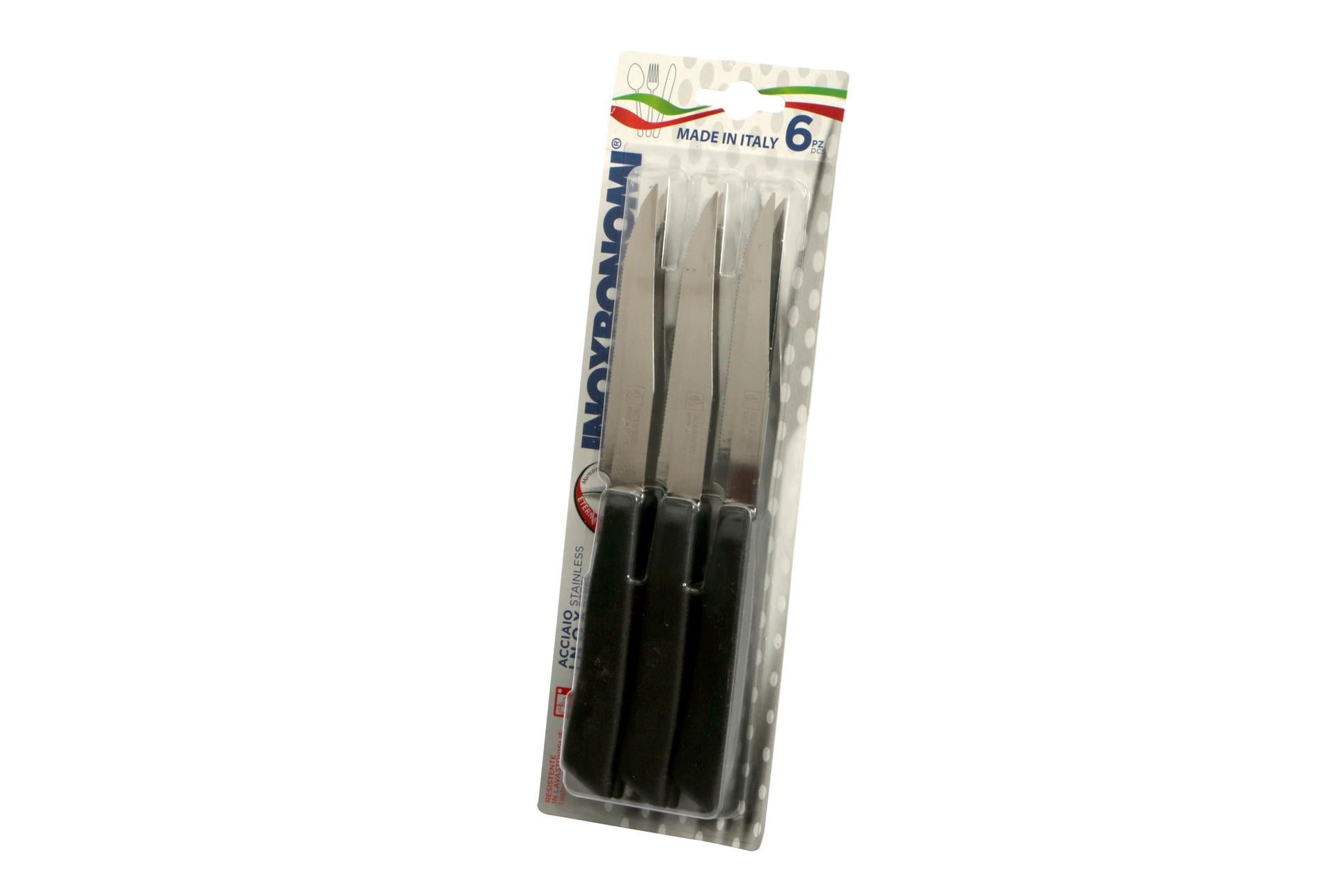 Coltellerie Inox Bonomi Set 6 Coltelli Bistecca - Lama 11 cm Con Manico In Plastica Nero - Set 6 Pz 4