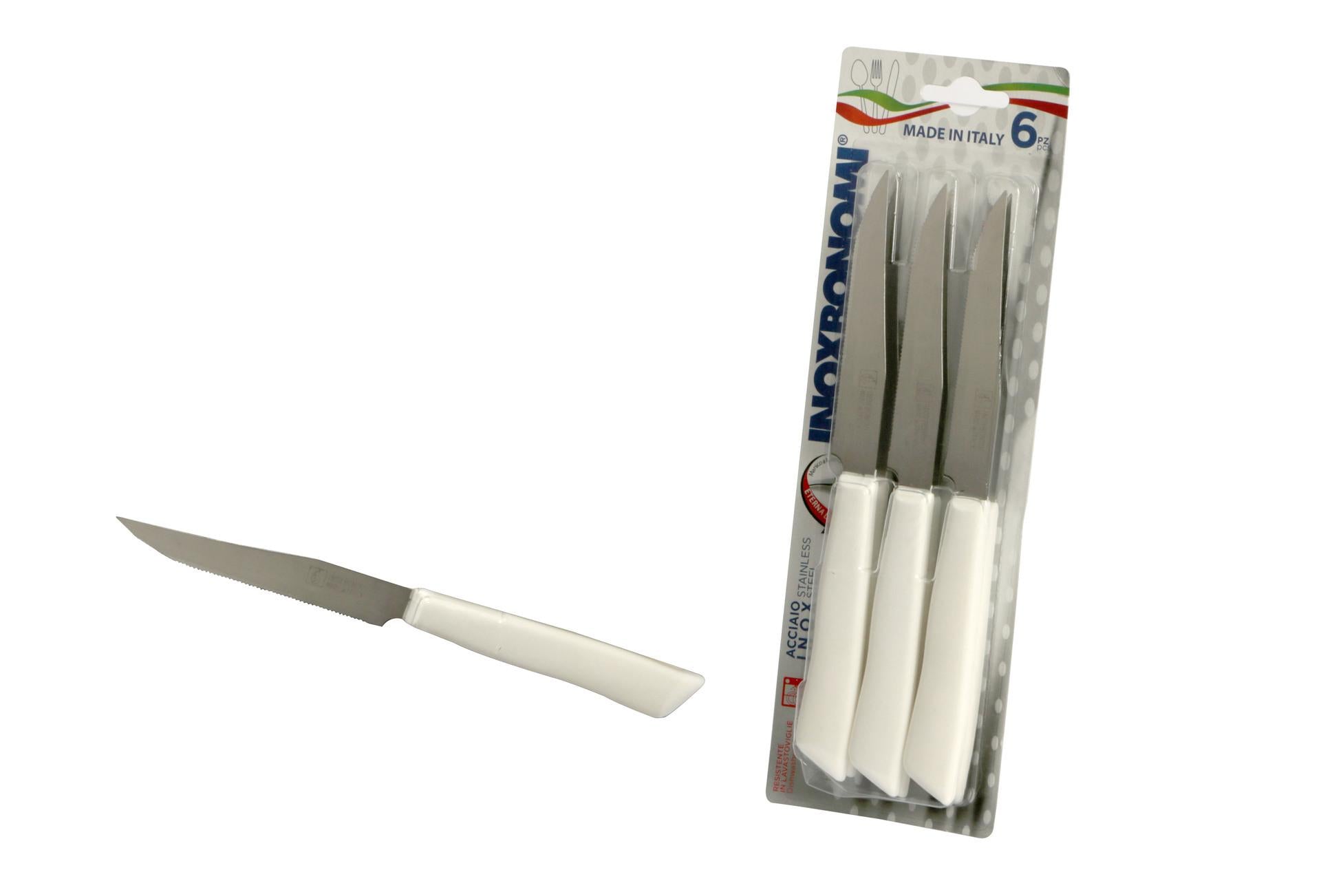 Coltellerie Inox Bonomi Set 6 Coltelli Bistecca - Lama 11 cm Con Manico In Plastica Bianco - Set 6 Pz 3