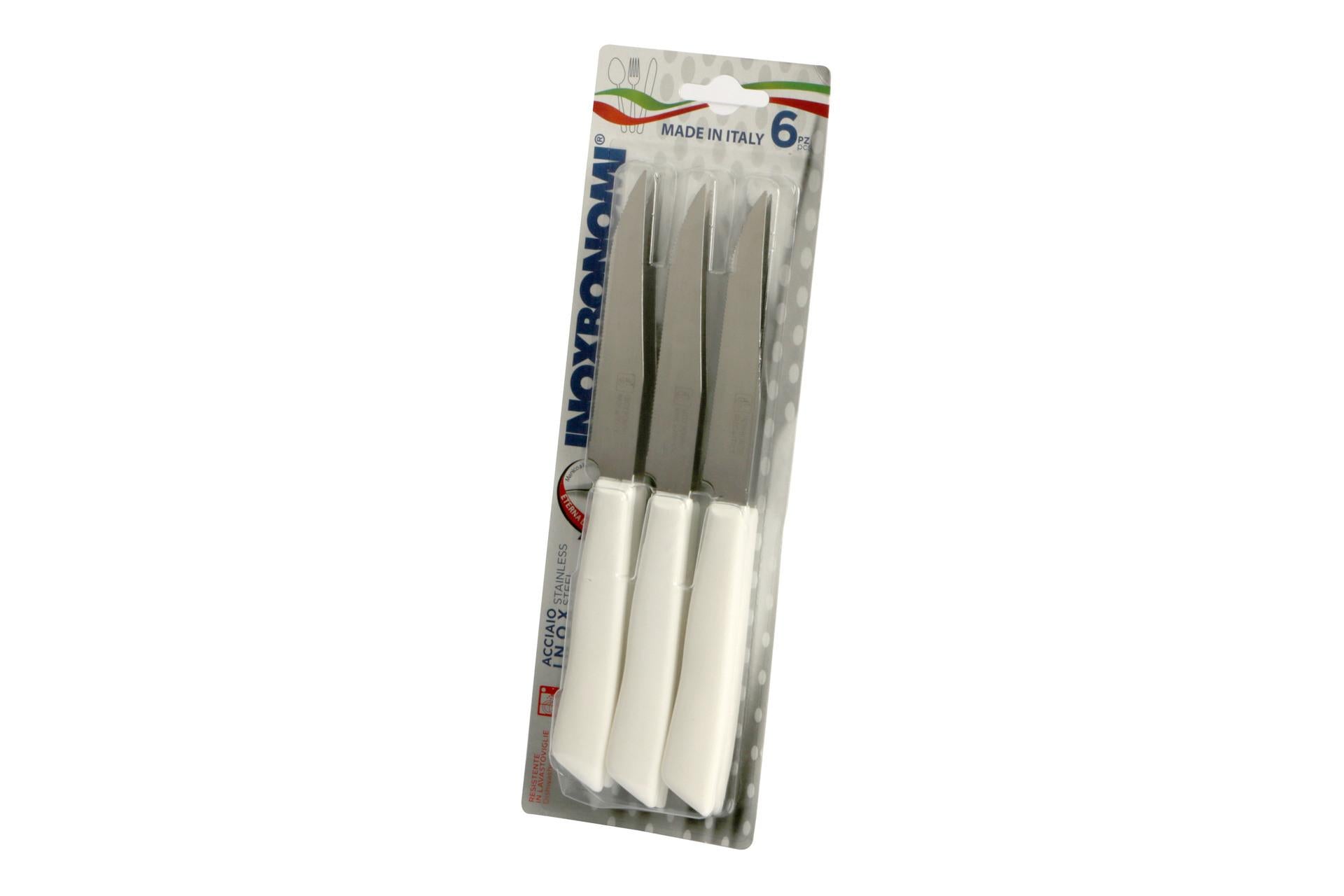 Coltellerie Inox Bonomi Set 6 Coltelli Bistecca - Lama 11 cm Con Manico In Plastica Bianco - Set 6 Pz 4