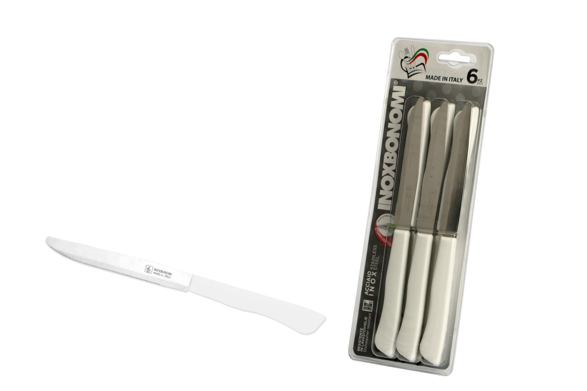 Coltellerie Inox Bonomi Set 6 Coltelli Bistecca-Pizza Lama 12 cm - Manico In Plastica Bianco - Set 6 Pz 3