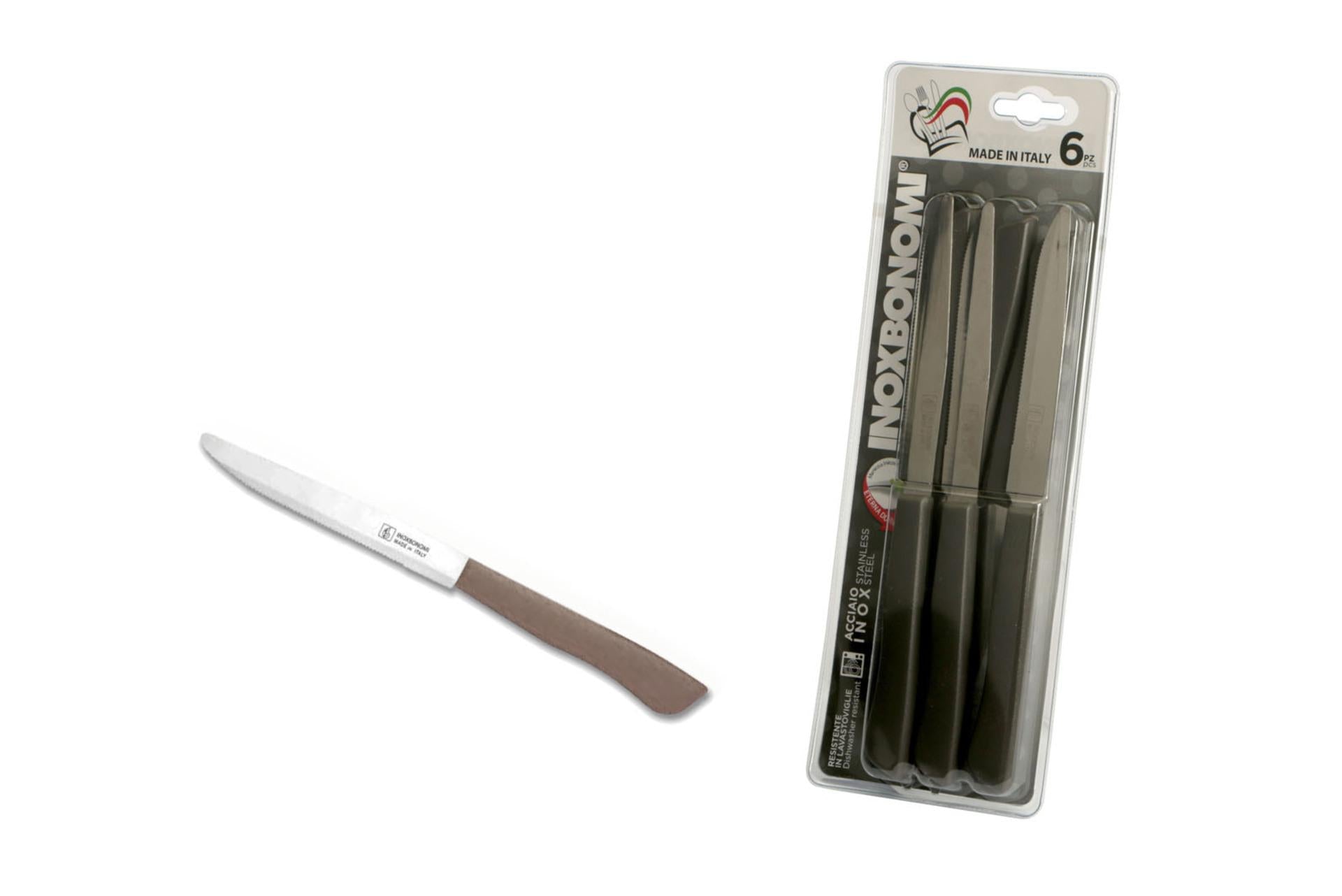 Coltellerie Inox Bonomi Set 6 Coltelli Bistecca-Pizza Lama 12 cm - Manico Plastica Tortora - Set 6 Pz 3