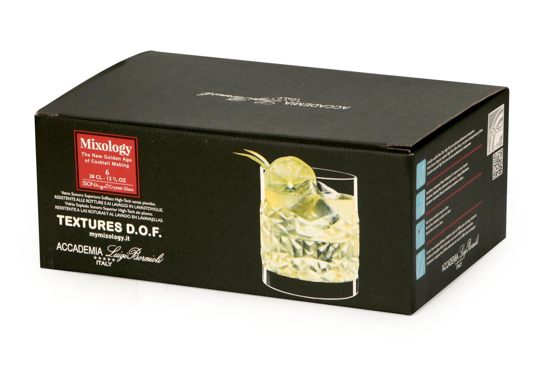 Bormioli Luigi Mixology Texture Set 6 Bicchieri DOF 38 cl - Linea Mixology di Lusso per Barware - Set 6 Pz 6