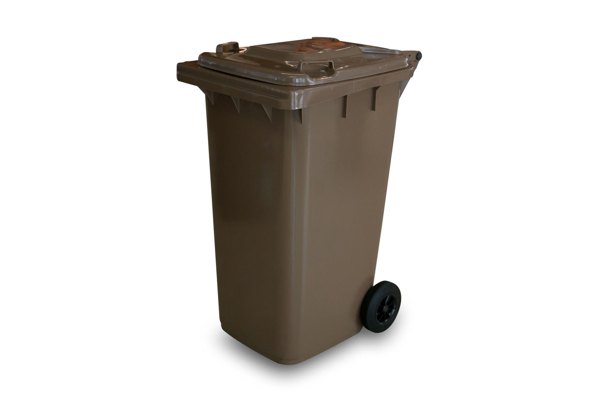 Mobil Plastic Bidone Raccolta Differenziata 120L Marrone - PEHD Carrellato a Due Ruote