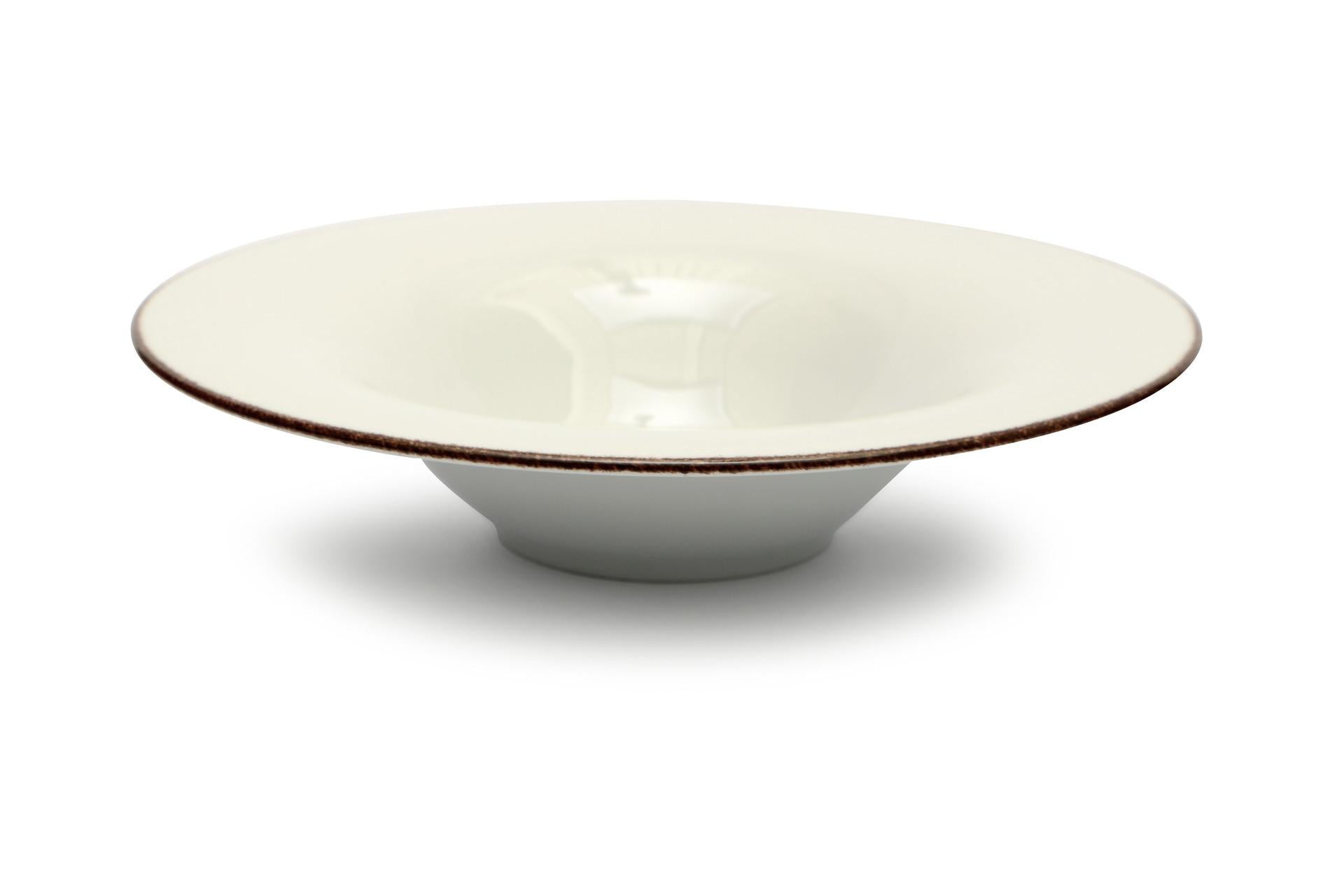 Lubiana Jupiter Piatto Pasta Bowl Ø30 cm In Porcellana Con Filo Marrone - Set 6 Pz