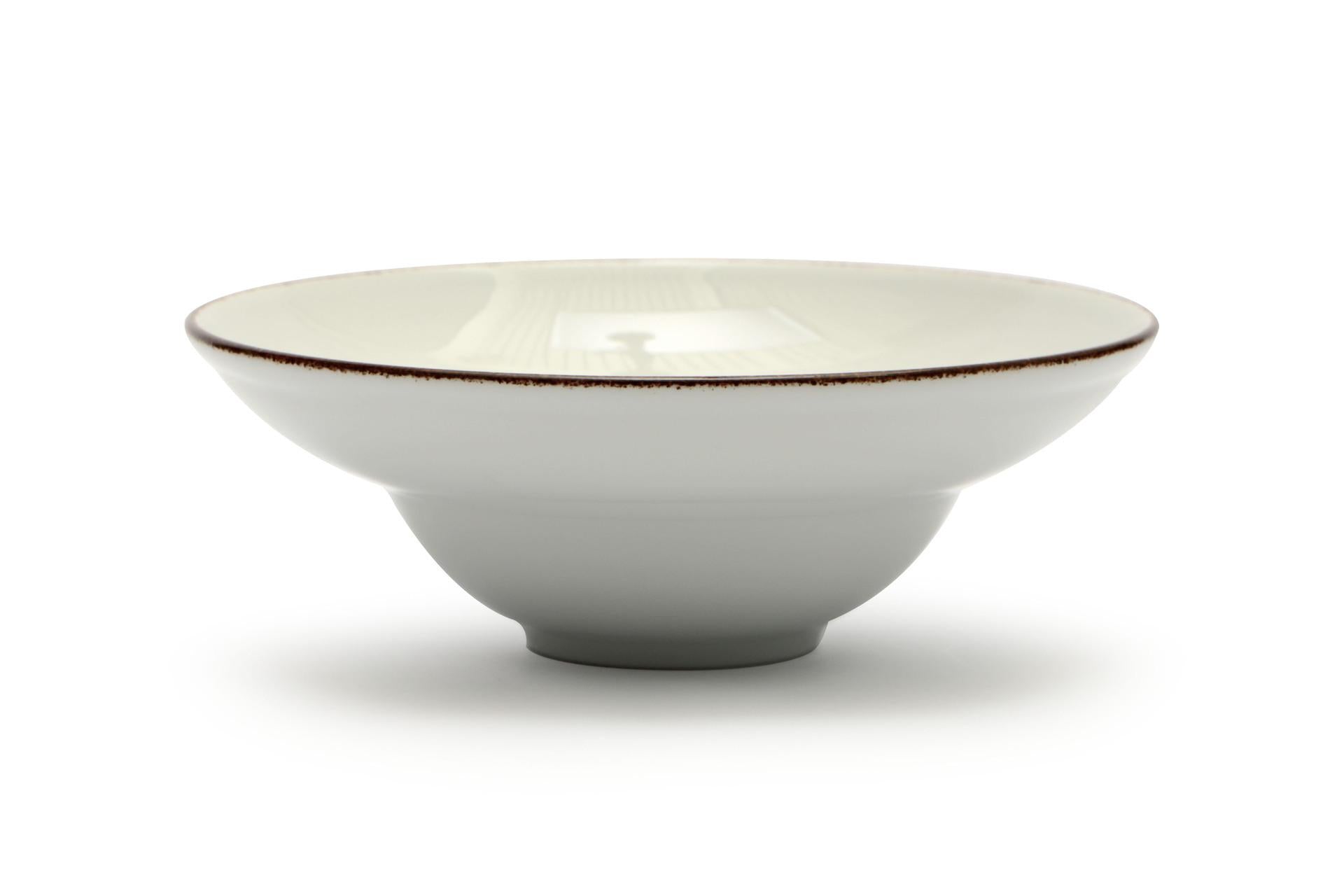 Lubiana Kaszub Piatto Pasta Bowl Ø26 cm - Interno Ø15.5 cm Con Filo Marrone - Set 6 Pz