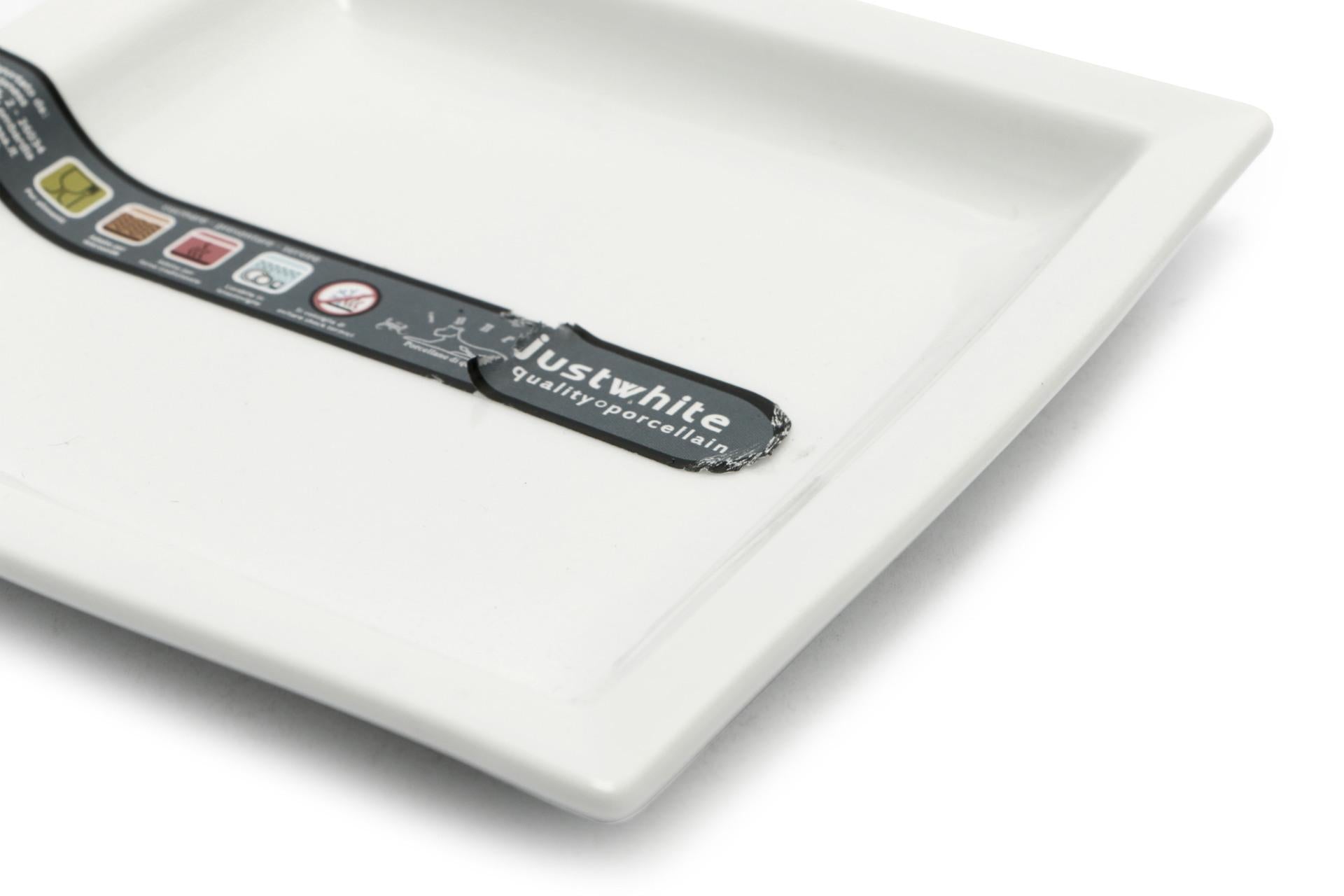 Just White Piatto Mini Quadro 14 x 14 cm In Porcellana Bianca - Set 6 Pz