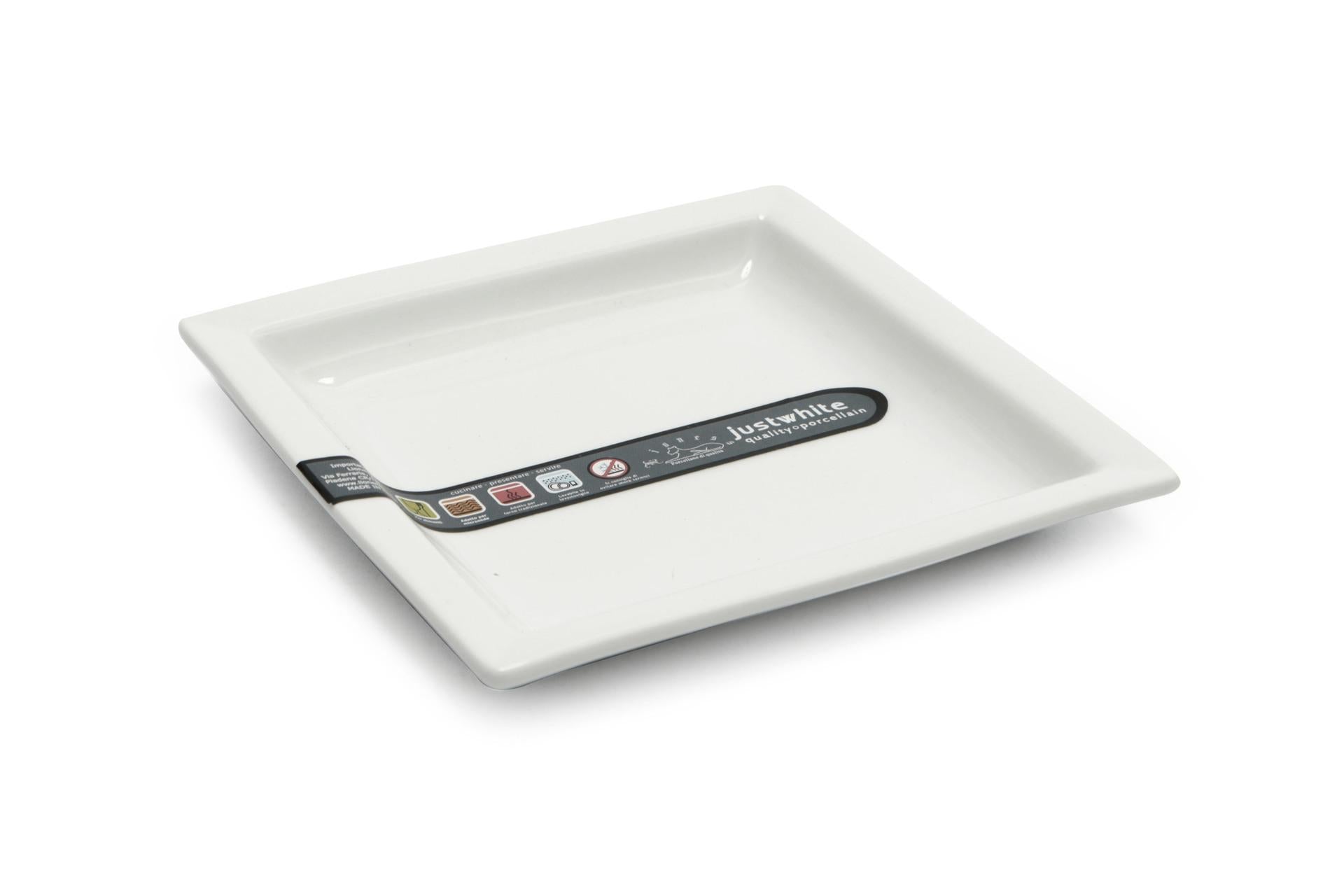 Just White Piatto Mini Quadro 14 x 14 cm In Porcellana Bianca - Set 6 Pz 4