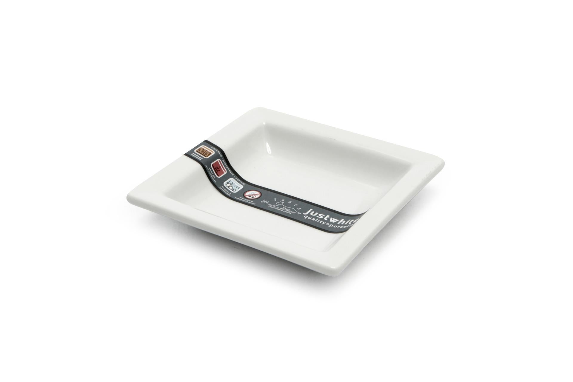 Just White Piatto Mini Quadro H.1.8 cm - 10 x 10 cm In Porcellana Bianca - Set 6 Pz