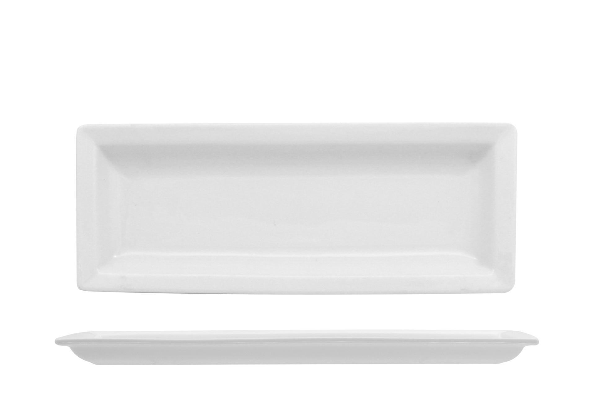 Import Tavola Professional Just White Piatto Rettangolare H.1.8 cm - 22.5 x 8.7 cm In Porcellana Bianca - Set 6 Pz