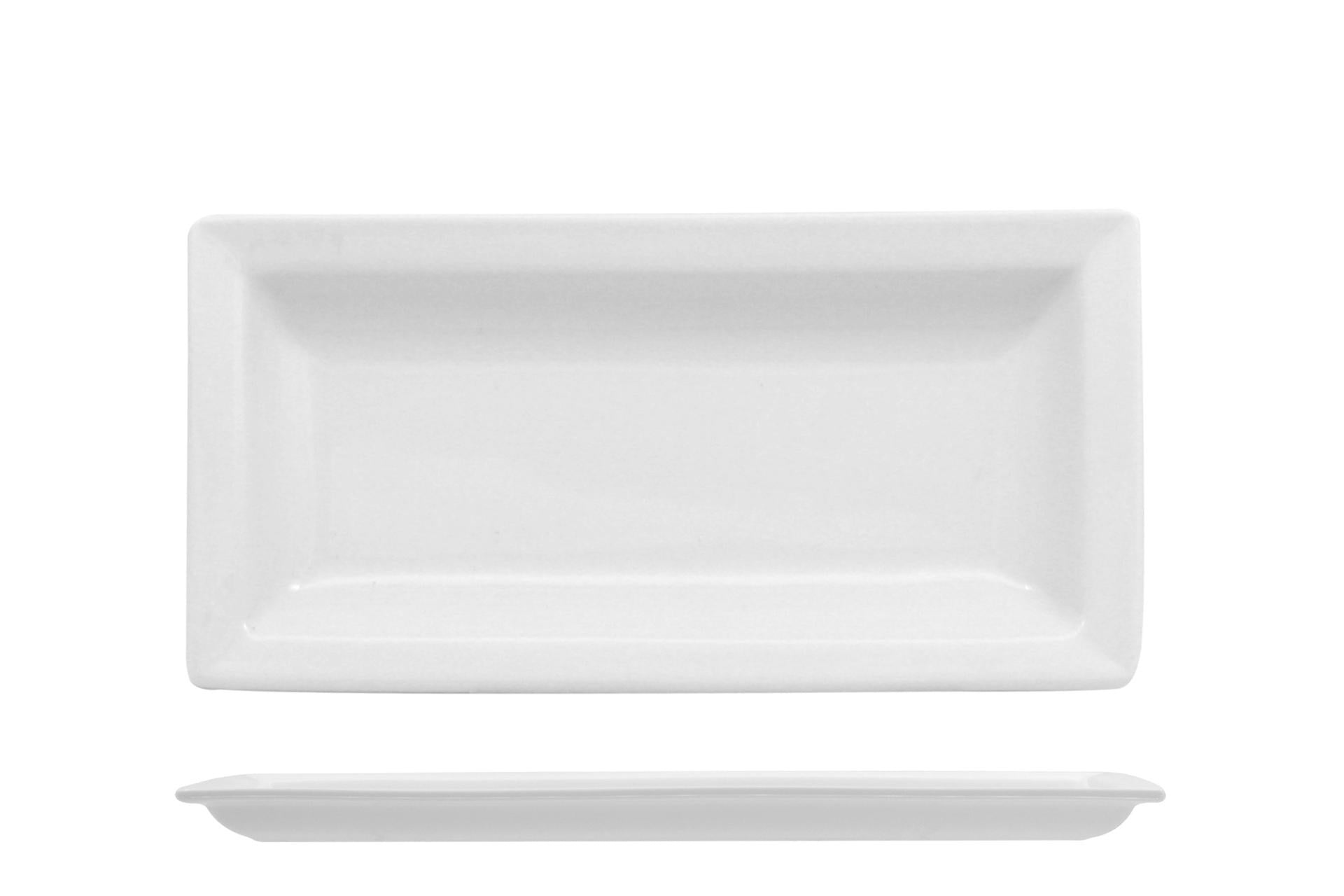 Just White Piatto Rettangolare H.1.8 cm - 17.8 x 8.7 cm In Porcellana Bianca - Set 6 Pz