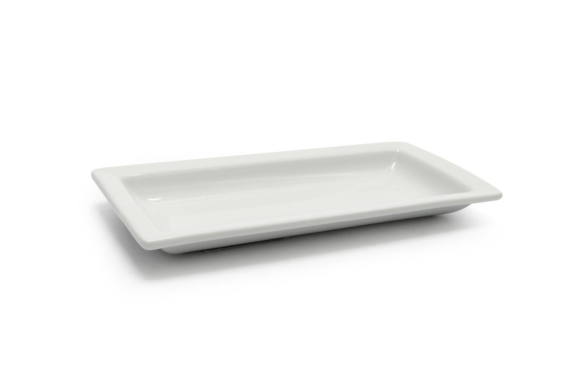 Just White Piatto Rettangolare H.1.8 cm - 17.8 x 8.7 cm In Porcellana Bianca - Set 6 Pz