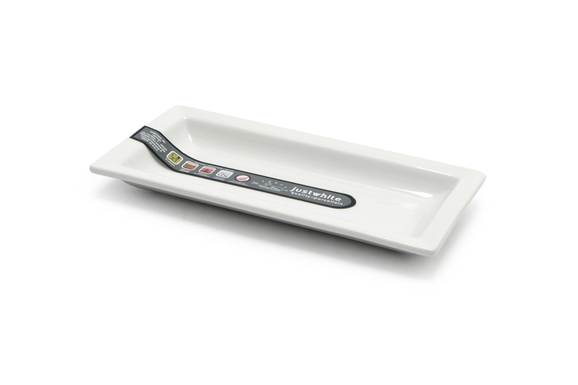 Just White Piatto Rettangolare H.1.8 cm - 17.8 x 8.7 cm In Porcellana Bianca - Set 6 Pz 3