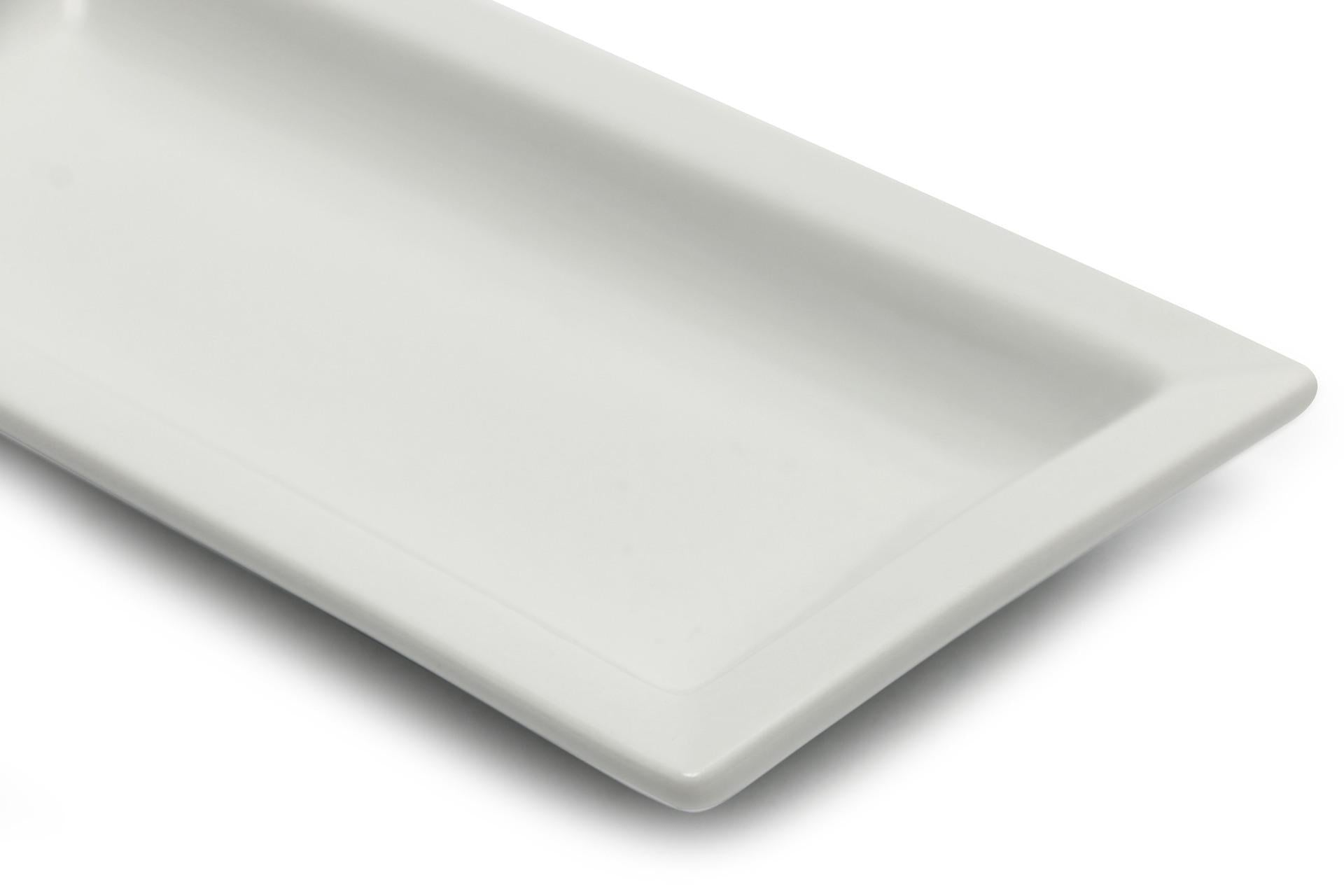 Just White Piatto Rettangolare H.1.8 cm - 17.8 x 8.7 cm In Porcellana Bianca - Set 6 Pz 5