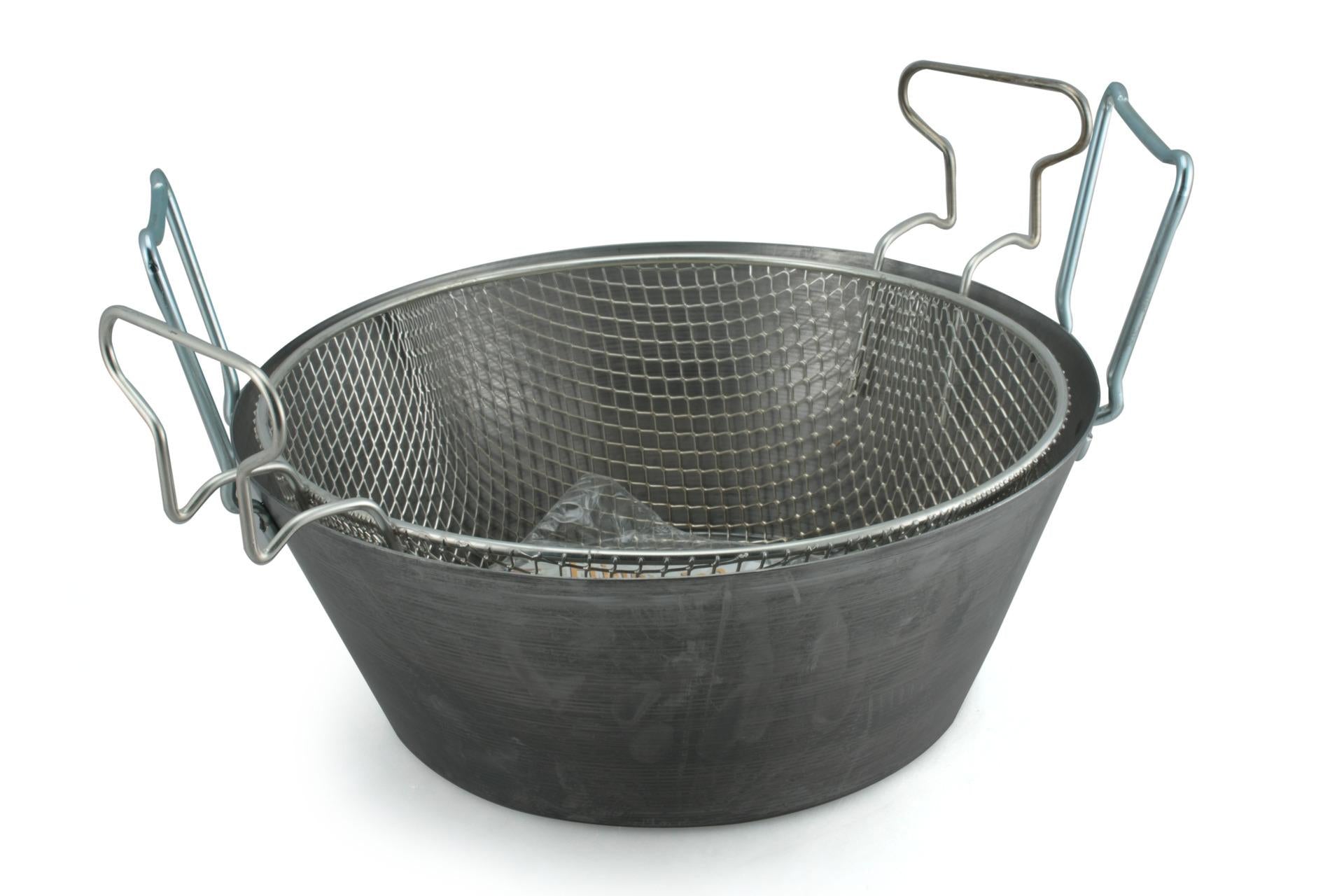 LAR Friggitrice In Ferro Ø34 cm Con Cestello e Vaschetta Estraibile