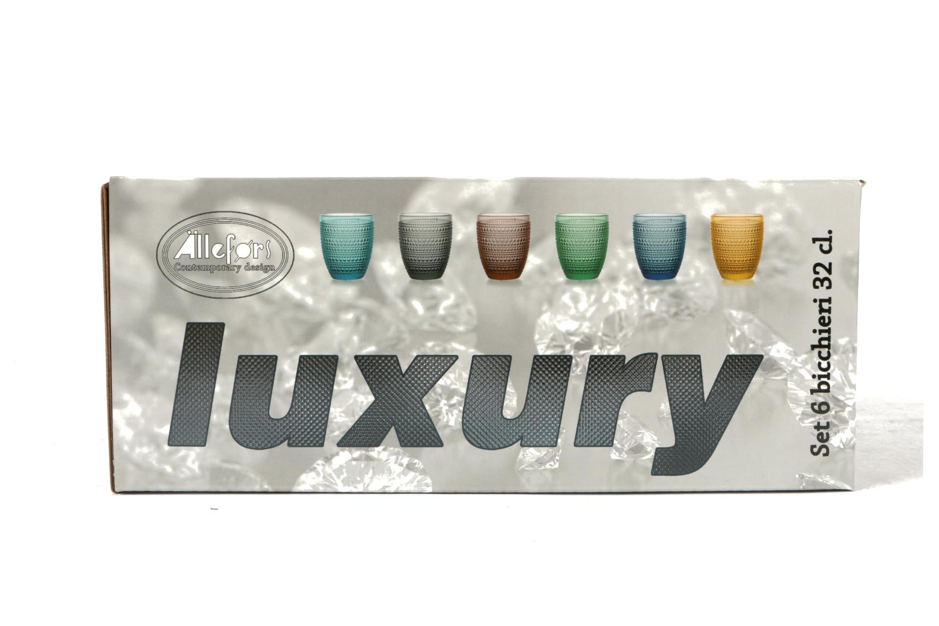 Import Tavola Professional Bicchiere Acqua 32.5 cl - Vetro Colorato in Pasta Con Lavorazione a Rilievo e Perline - Set 6 Pz 6