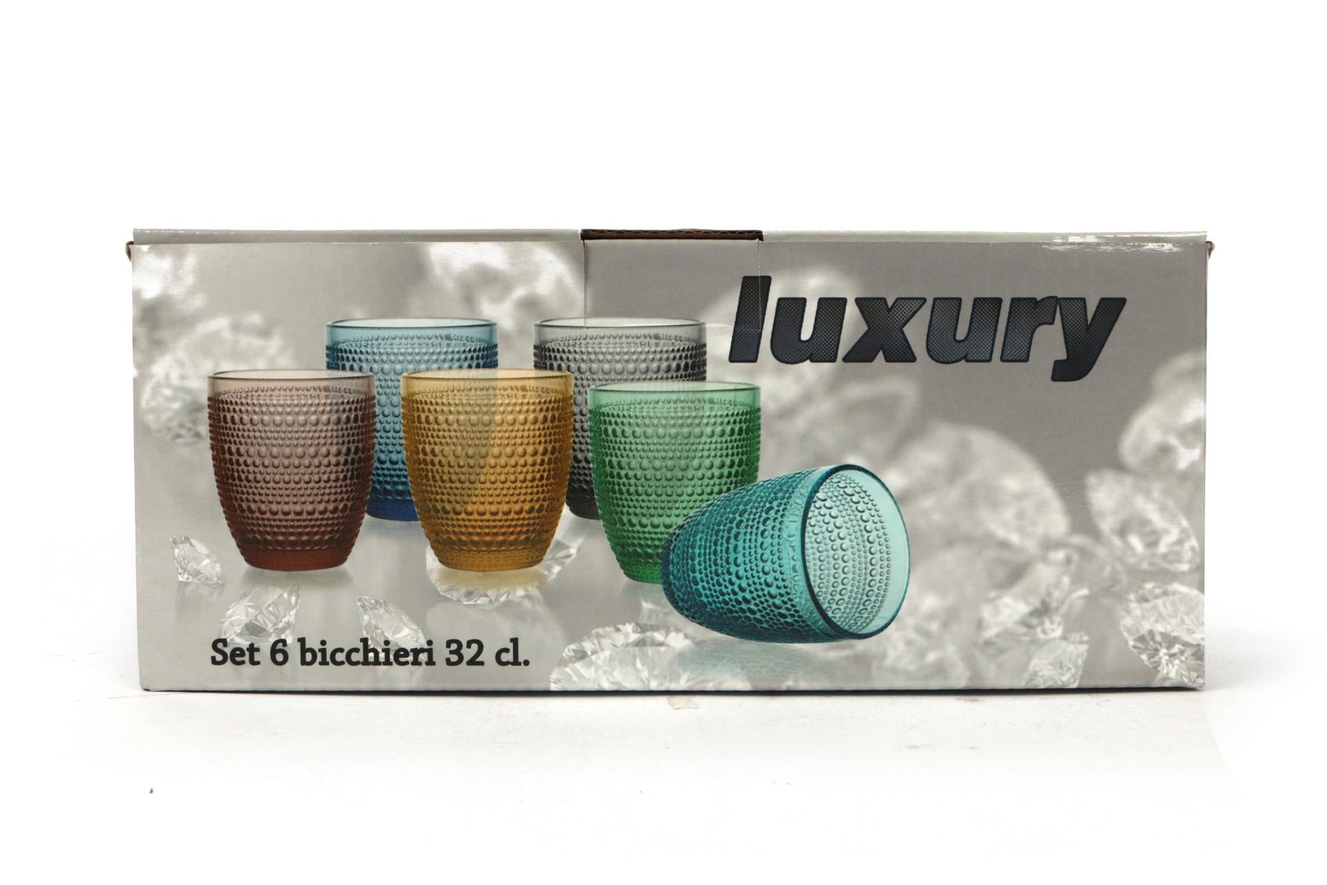 Import Tavola Professional Bicchiere Acqua 32.5 cl - Vetro Colorato in Pasta Con Lavorazione a Rilievo e Perline - Set 6 Pz 8