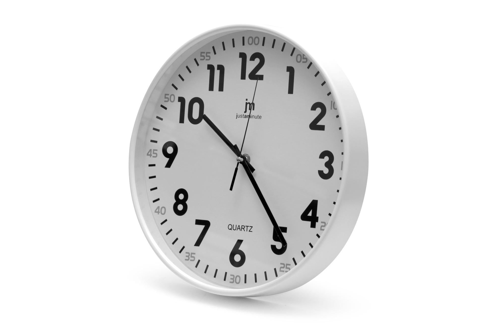 Lowell Orologio da Parete Rotondo Ø30 cm - Cassa Bianca In ABS Con Movimento Continuo Silenzioso