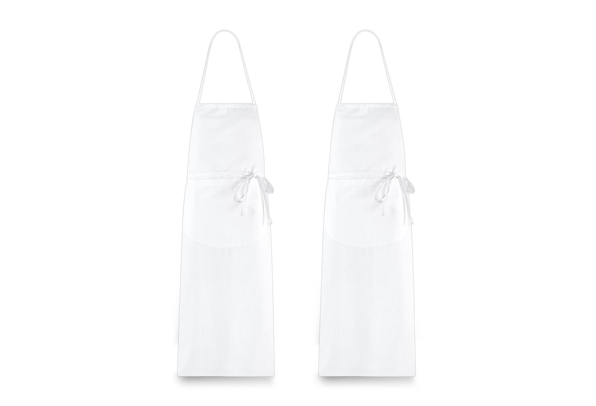 Toma Grembiule Dayton Unisex Bianco Con Pettorale - Confezione da 2 Pezzi - Set 2 Pz