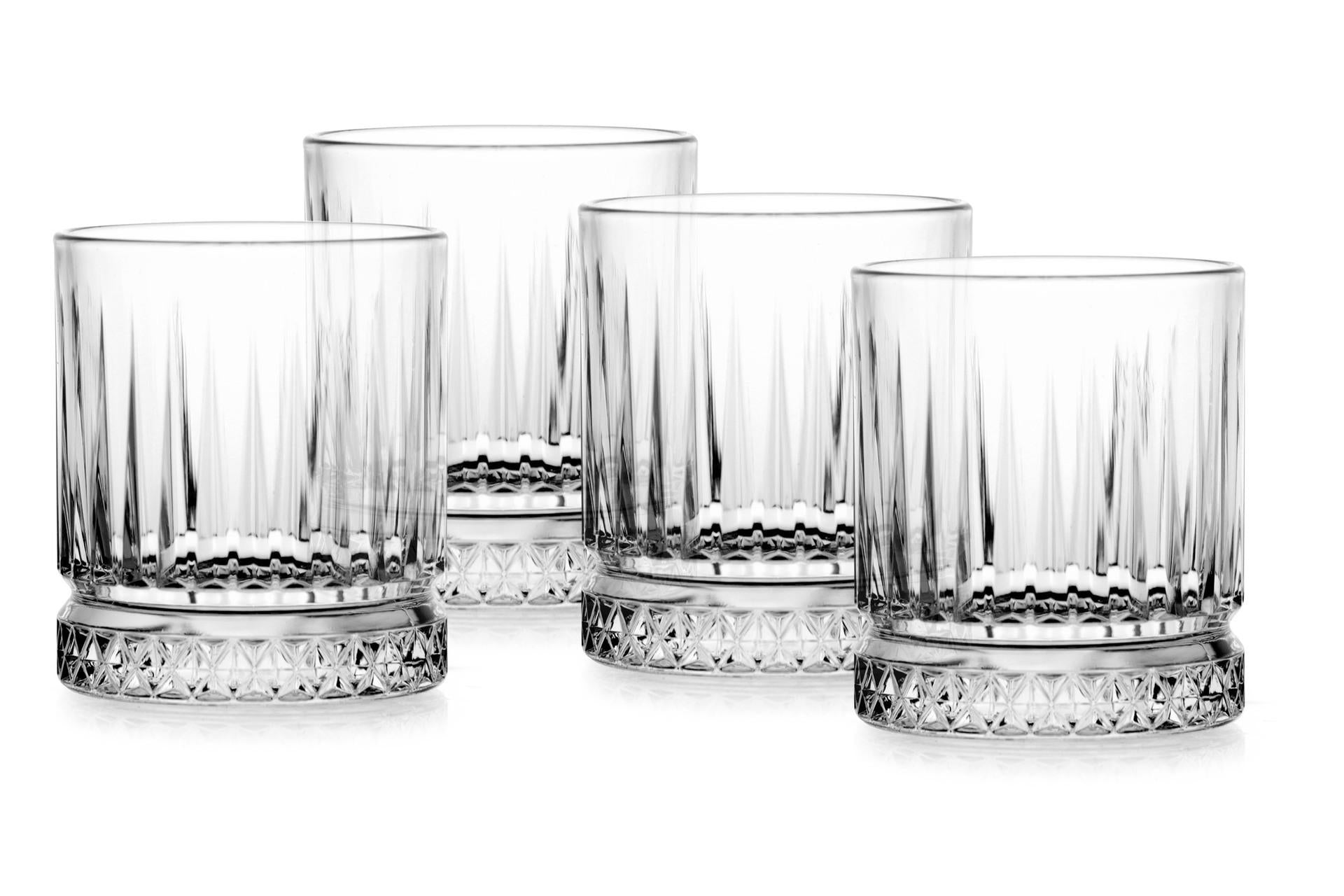 Pasabahce Elysia Set 4 Bicchieri Whisky 21 cl In Vetro Con Design Vintage e Scanalature - Set 4 Pz