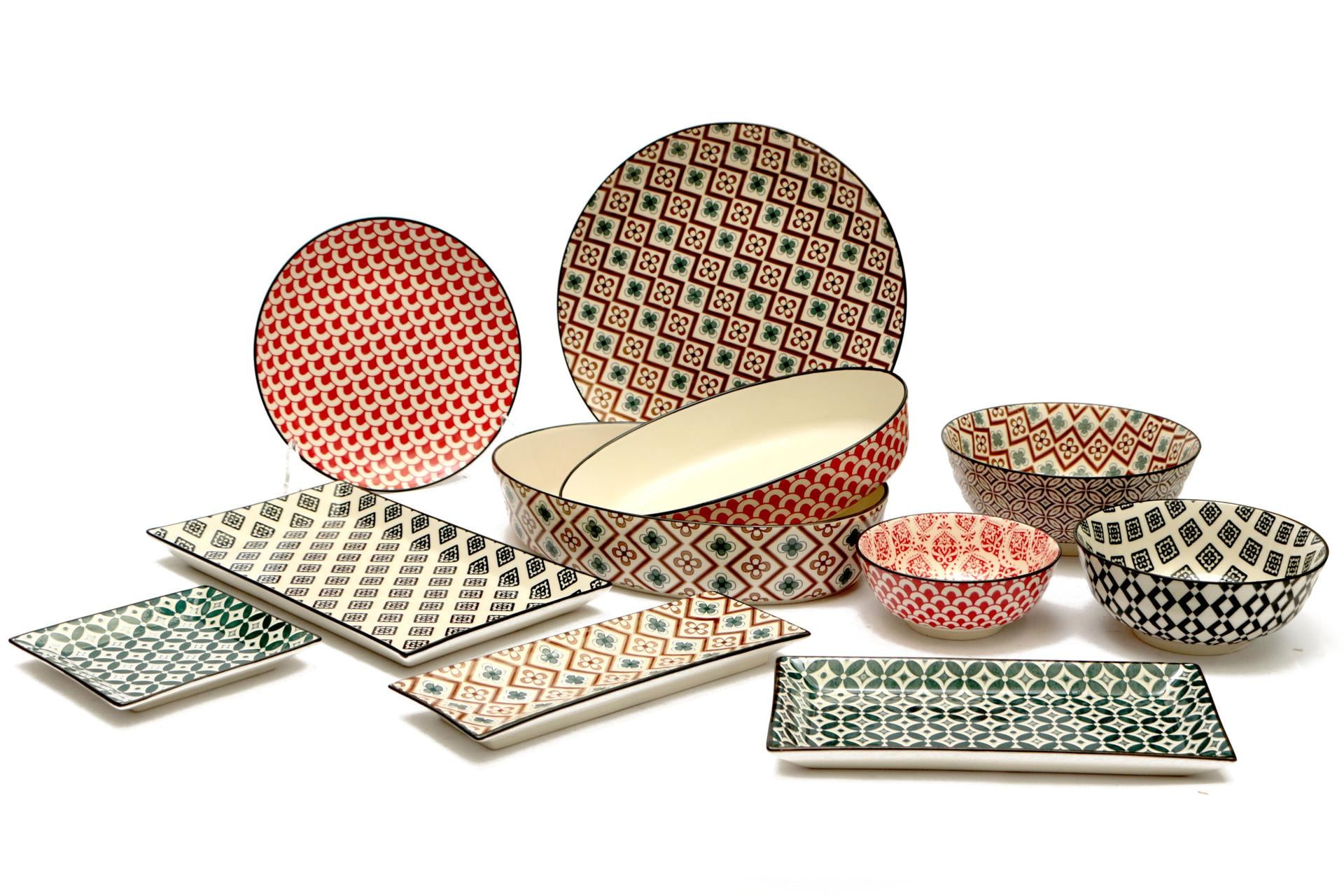 Import Tavola Mosaik Piatto Rettangolare 28.5 x 16 cm In Stoneware Con Decori Assortiti - Set 8 Pz 3