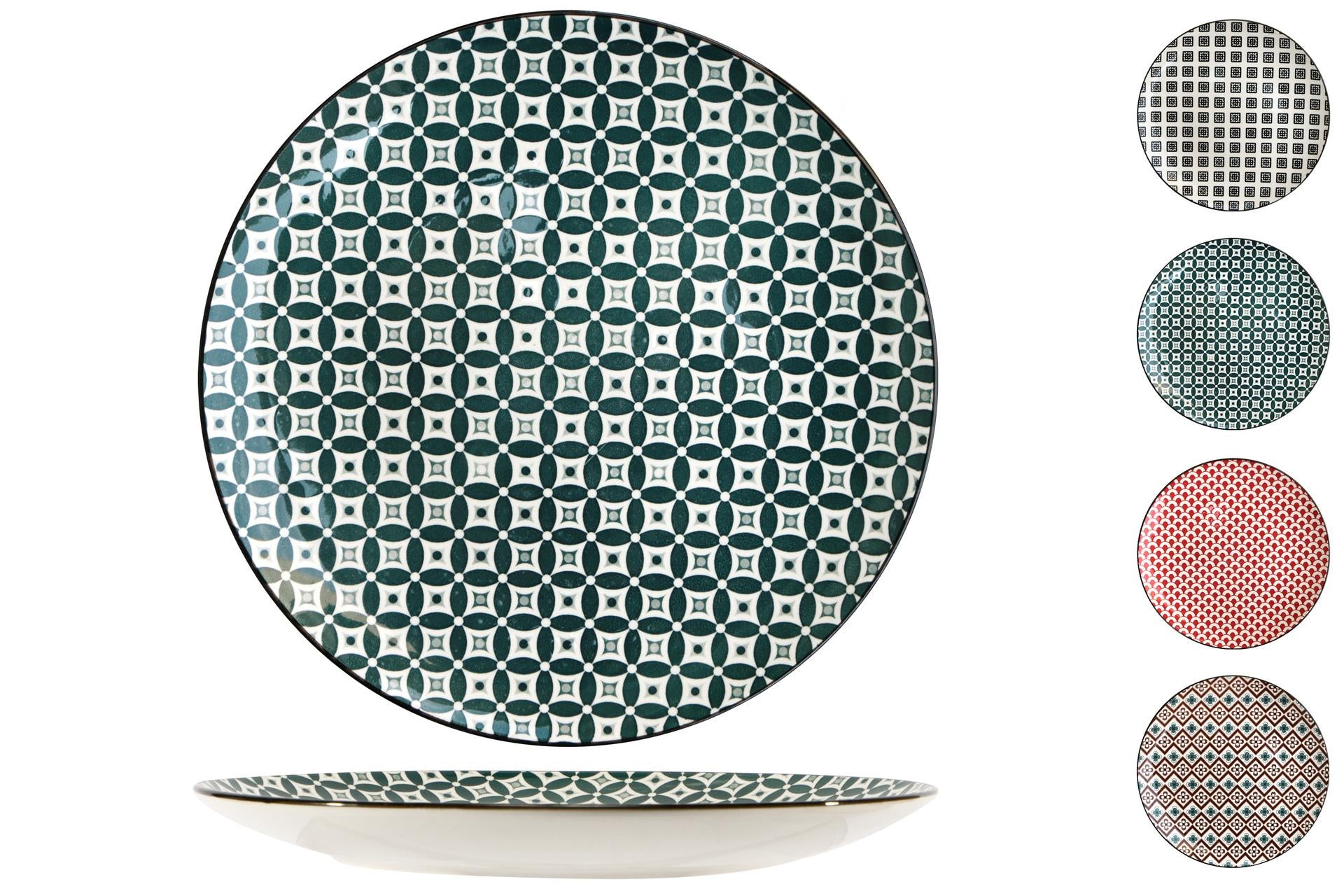 Import Tavola Mosaik Piatto Piano Ø26 cm In Stoneware - Decori Assortiti - Set 4 Pz