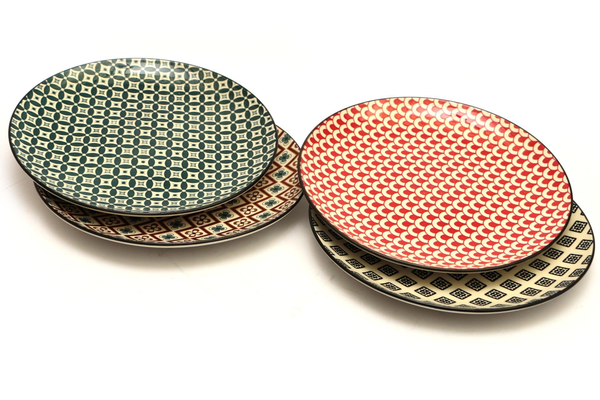 Import Tavola Mosaik Piatto Piano Ø26 cm In Stoneware - Decori Assortiti - Set 4 Pz