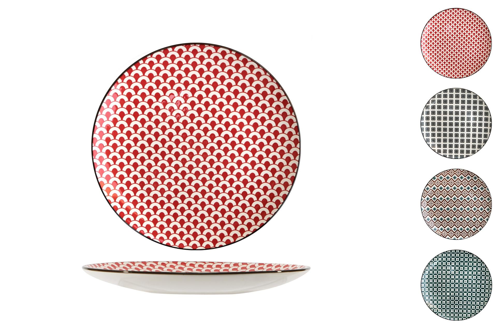 Import Tavola Professional Mosaik Piatto Piano Ø20 cm In Stoneware - Decori Assortiti - Set 8 Pz