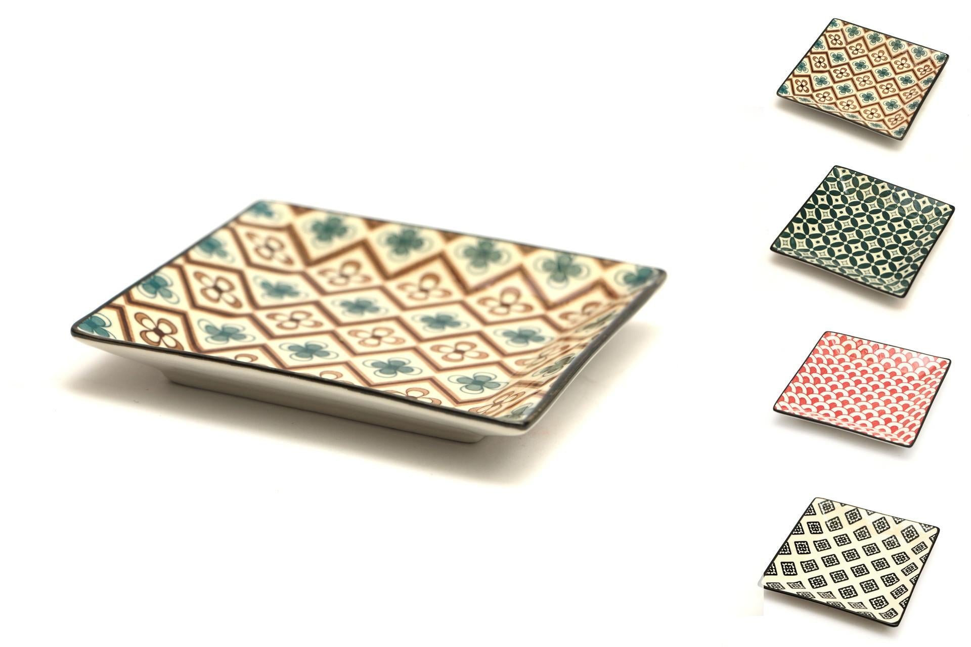 Import Tavola Professional Mosaik Piattino Quadro 13.5 cm In Stoneware Con Decori Assortiti - Set 8 Pz