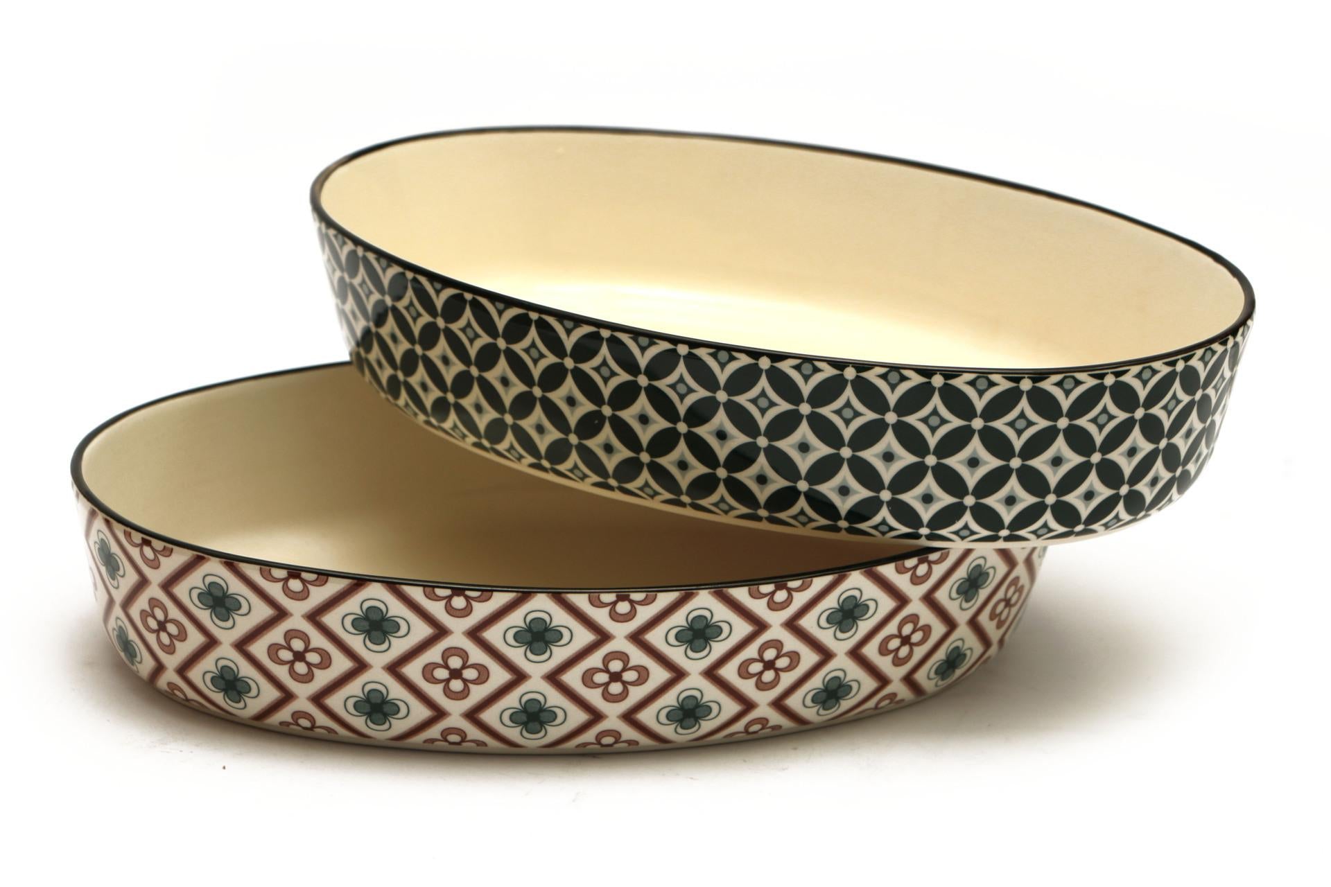 Import Tavola Professional Mosaik Pirofila Ovale 29x19.5 cm In Stoneware Con Decori Assortiti - Set 2 Pz