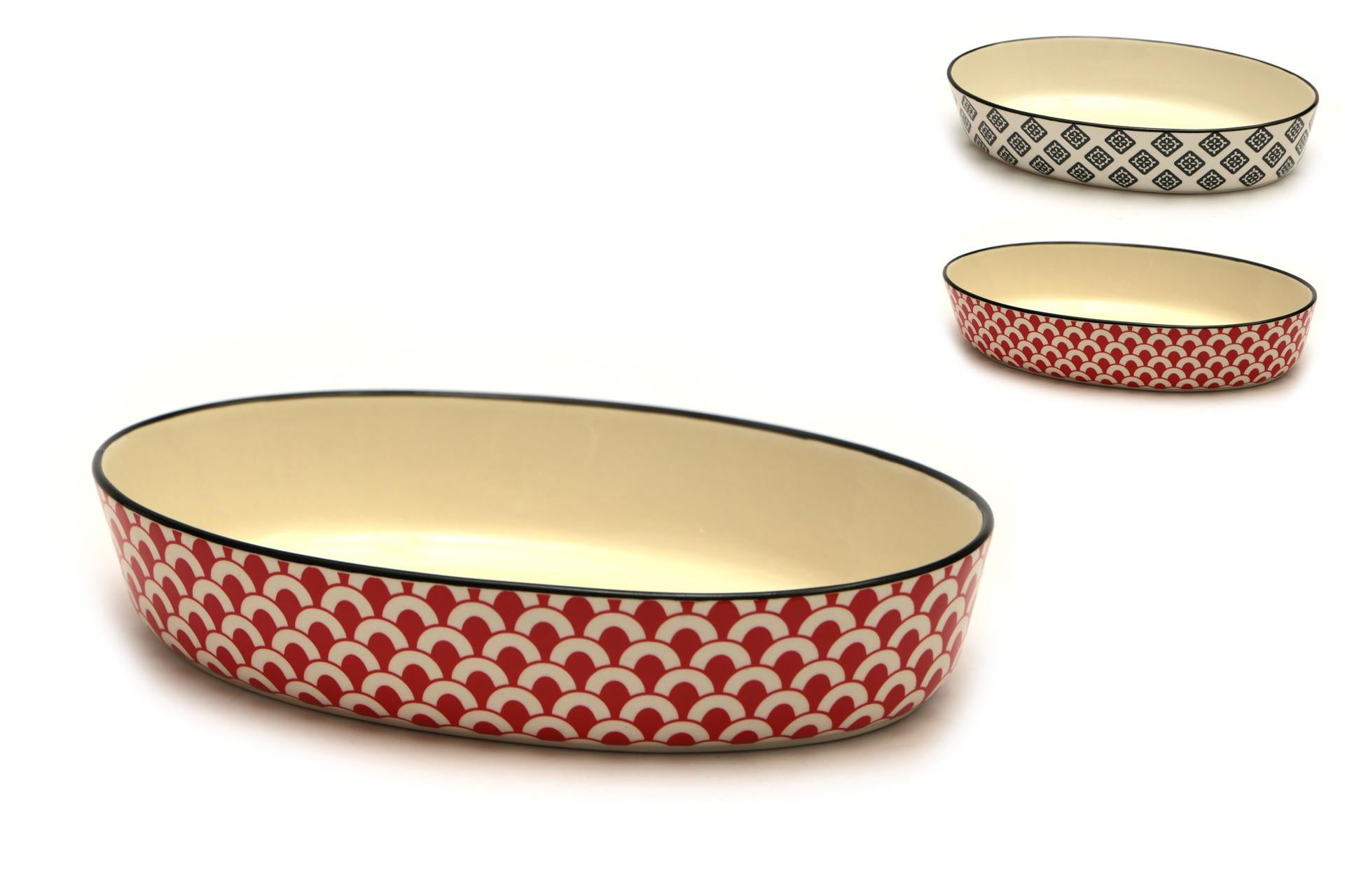 Import Tavola Professional Mosaik Pirofila Ovale 24.5 x 16.5 cm In Stoneware Con Decori Assortiti - Set 4 Pz