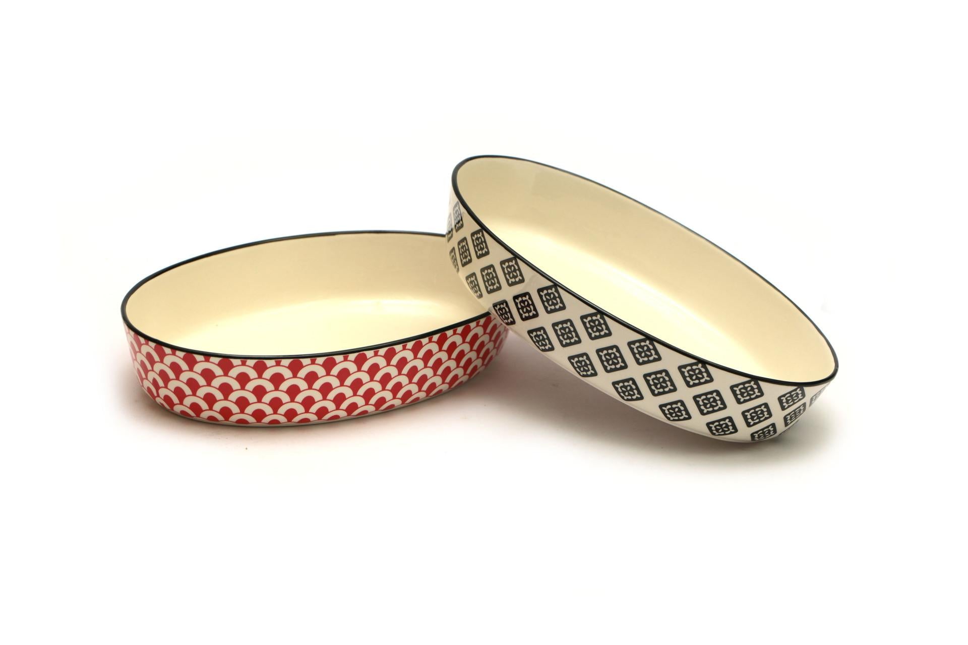 Import Tavola Professional Mosaik Pirofila Ovale 24.5 x 16.5 cm In Stoneware Con Decori Assortiti - Set 4 Pz